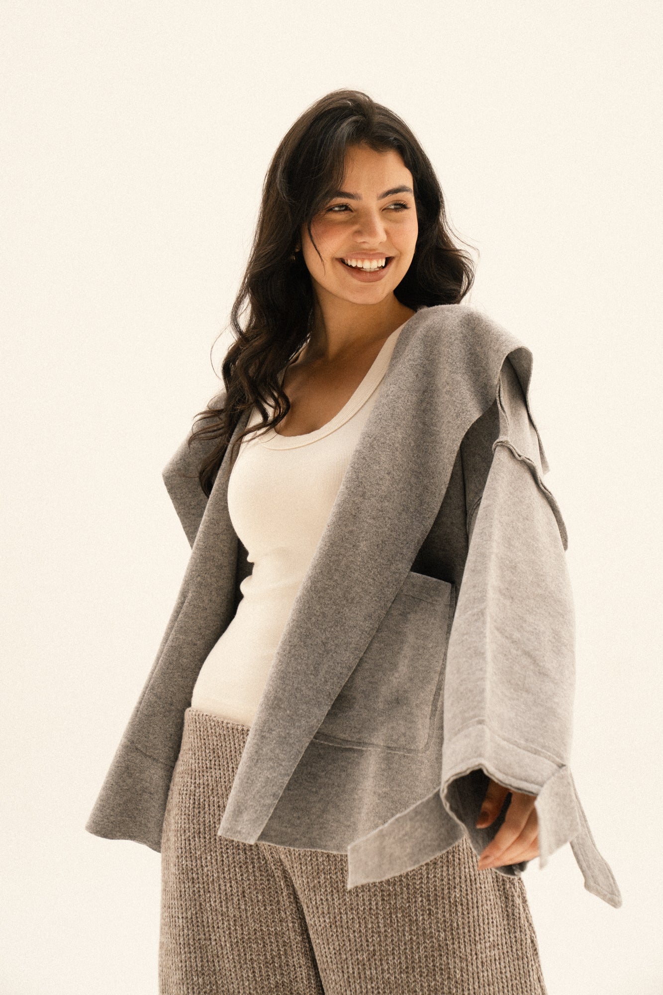 Unfinished Short Coat In Grey