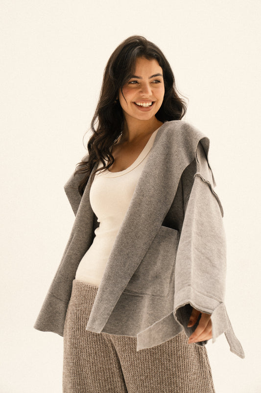 Unfinished Short Coat In Grey