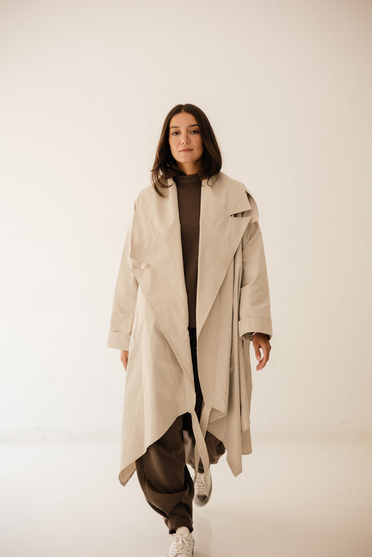 High-Low Trench Coat In Cafe