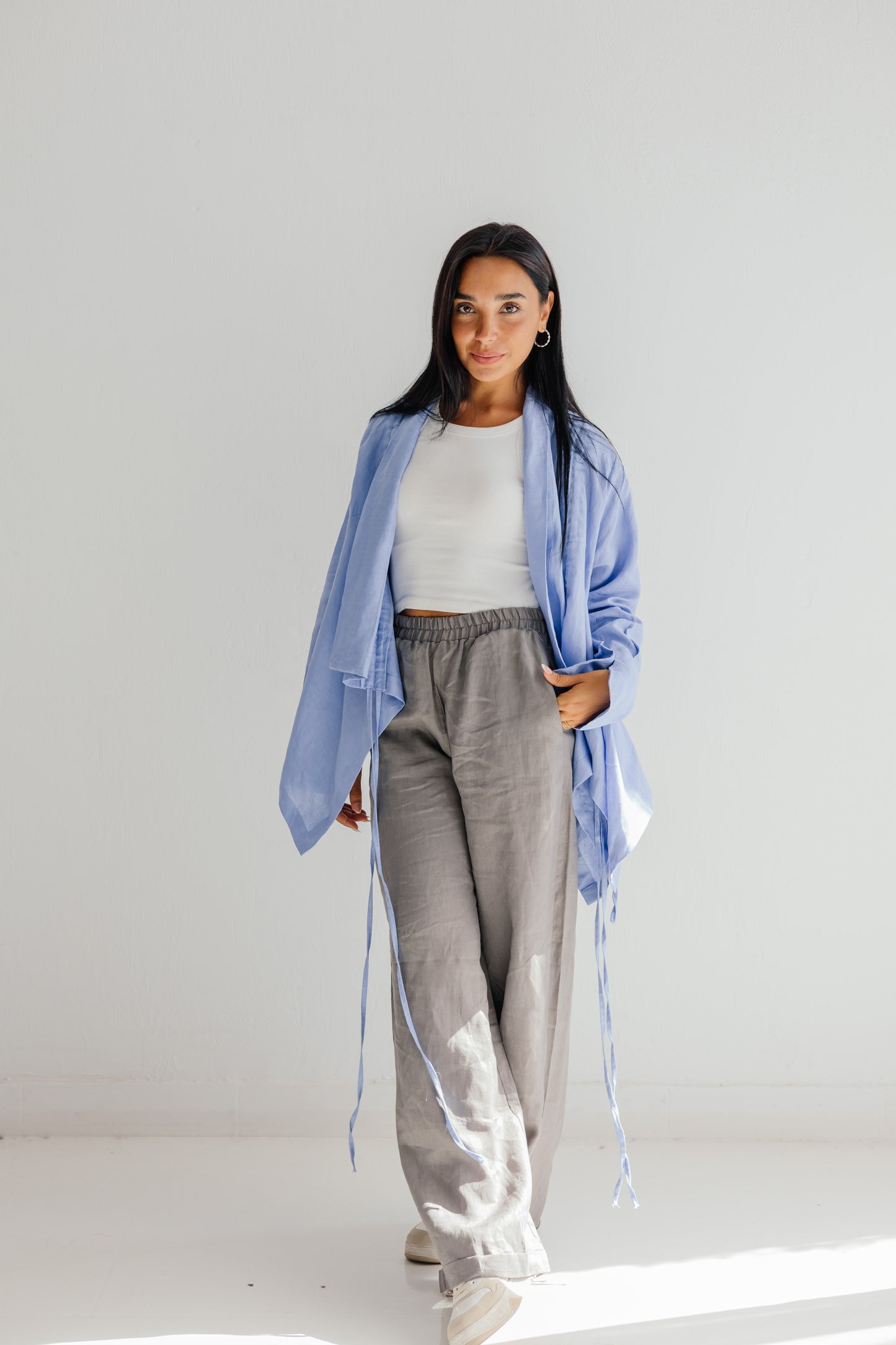 Elastic Kimono In Purple-blue