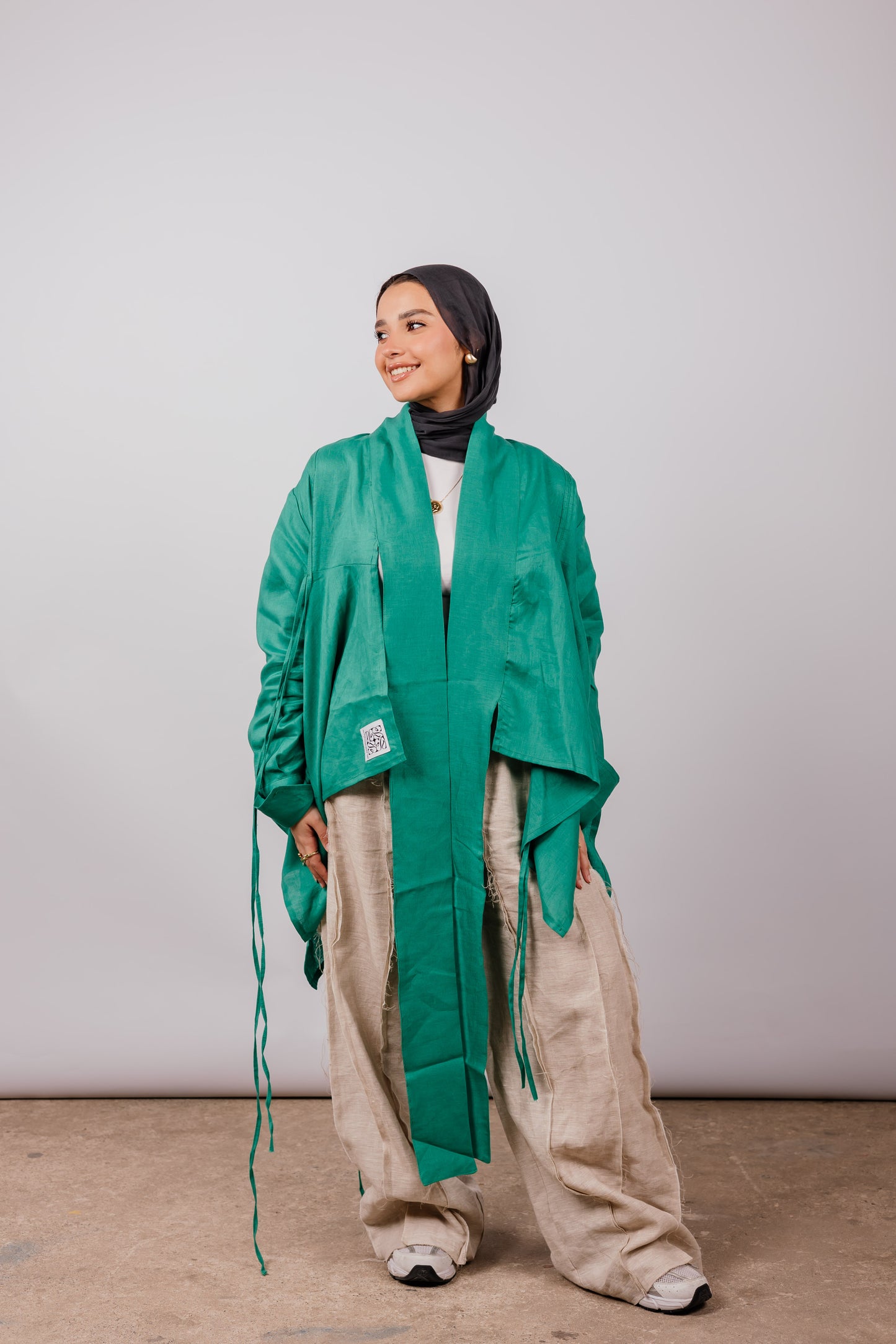 Double Collar With Fringes In Green