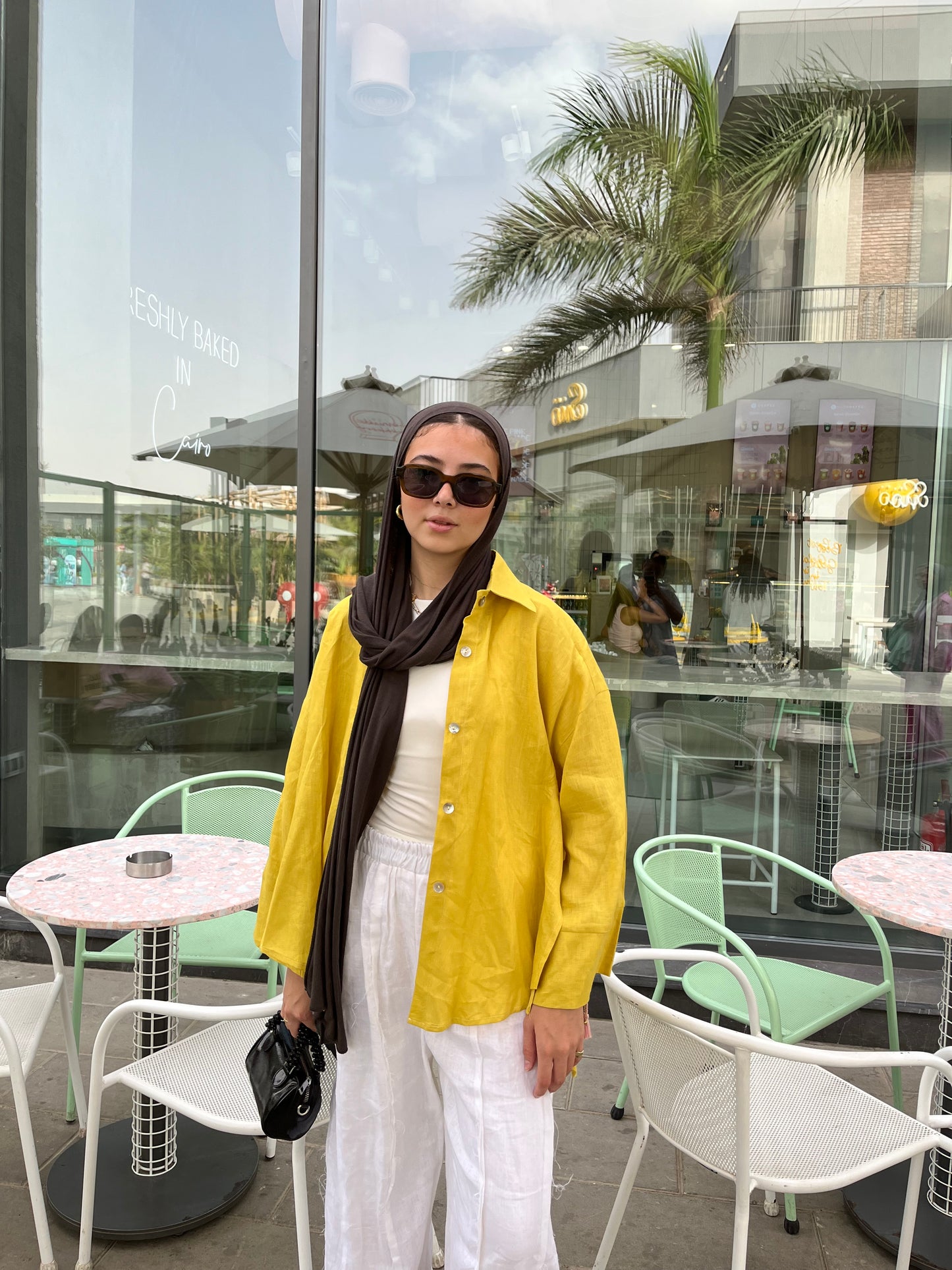 Basic Linen Shirt in dark yellow