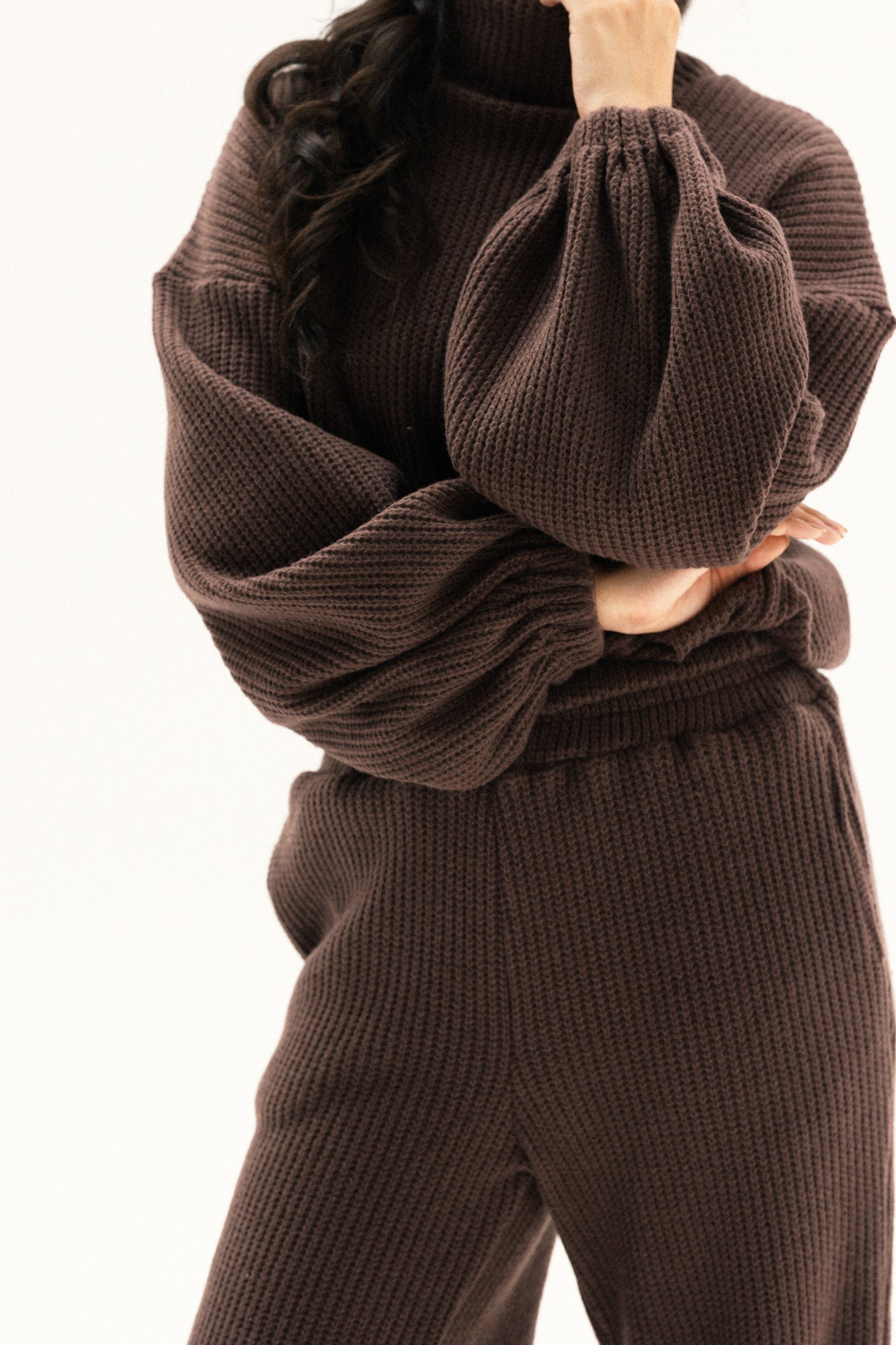 Elastic Knitted Set In brown