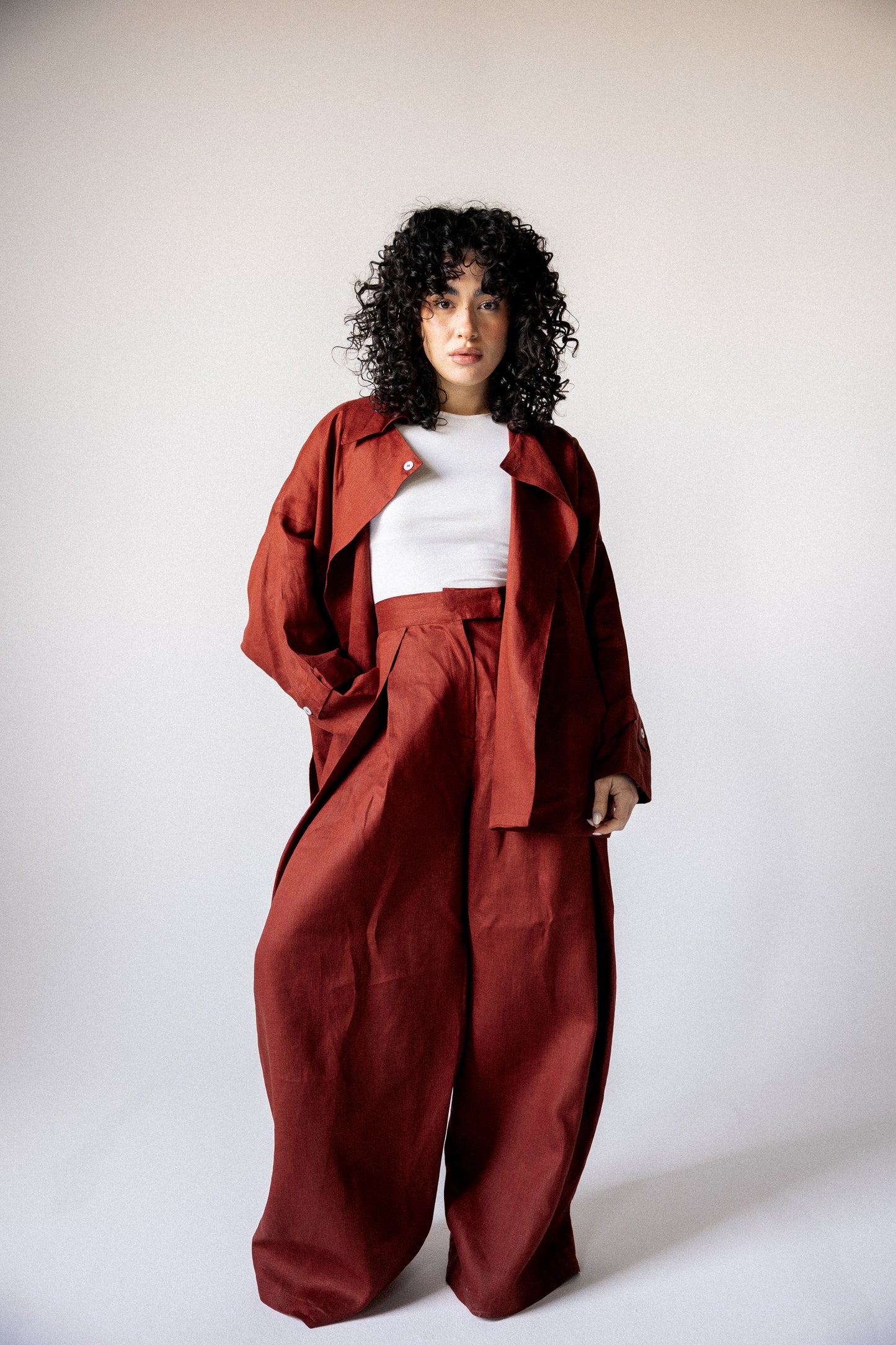 Double side set in burnt red