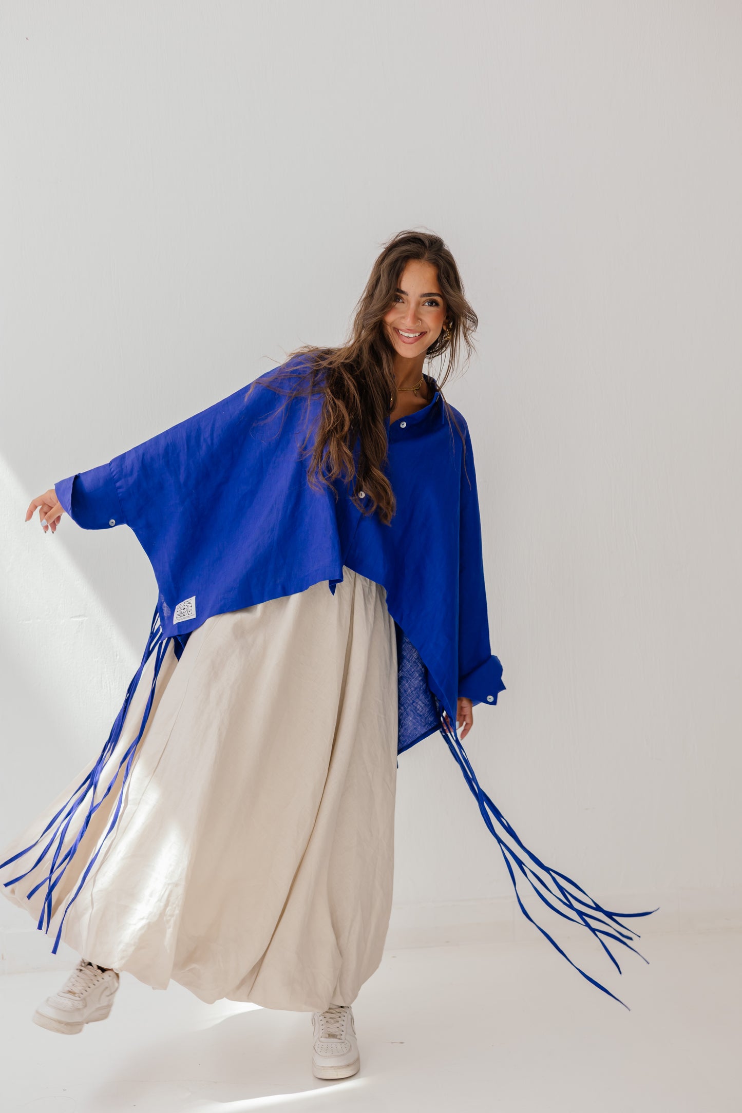 Fringes shirt in royal-blue