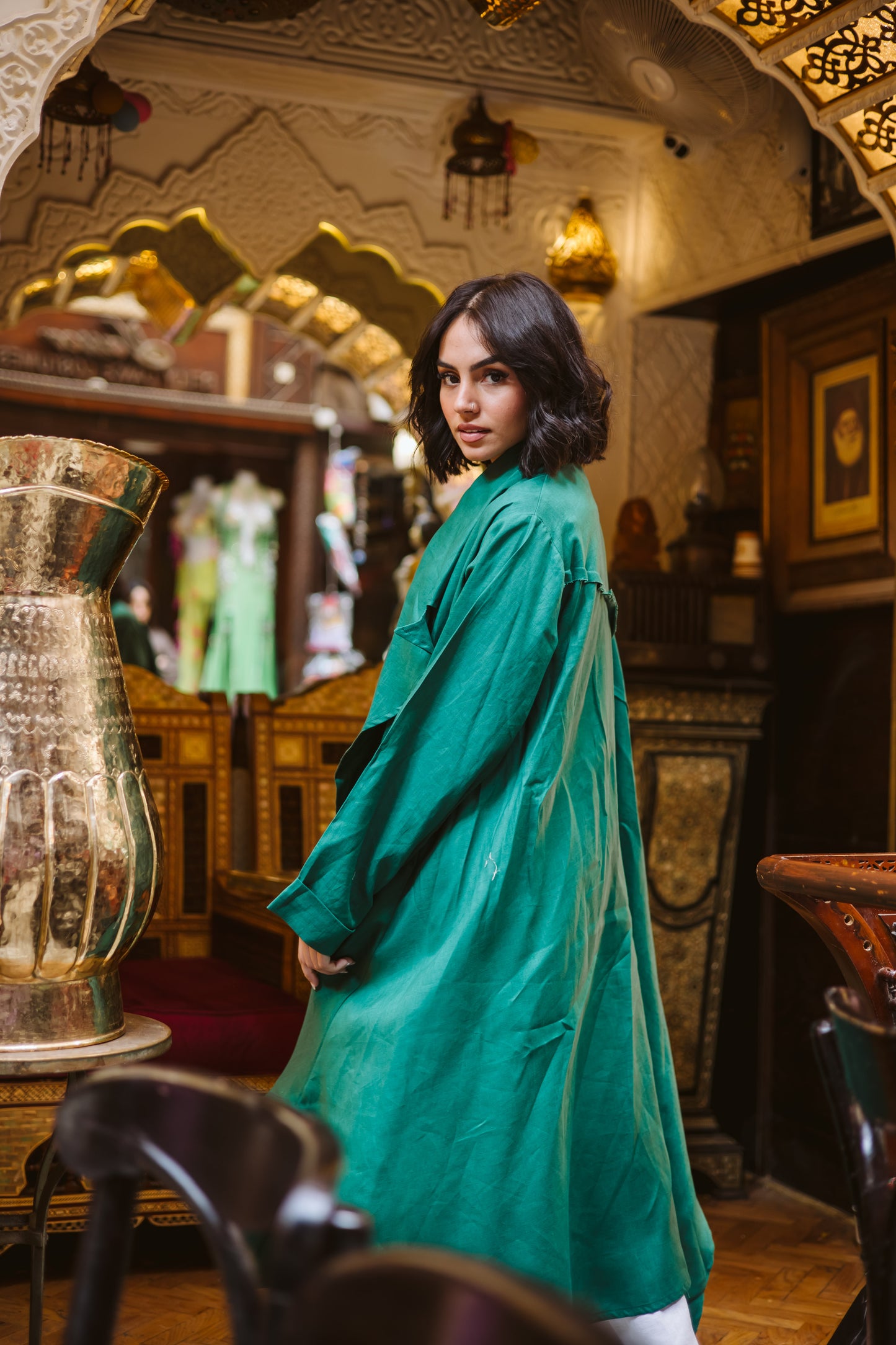 High-low Kimono In Green