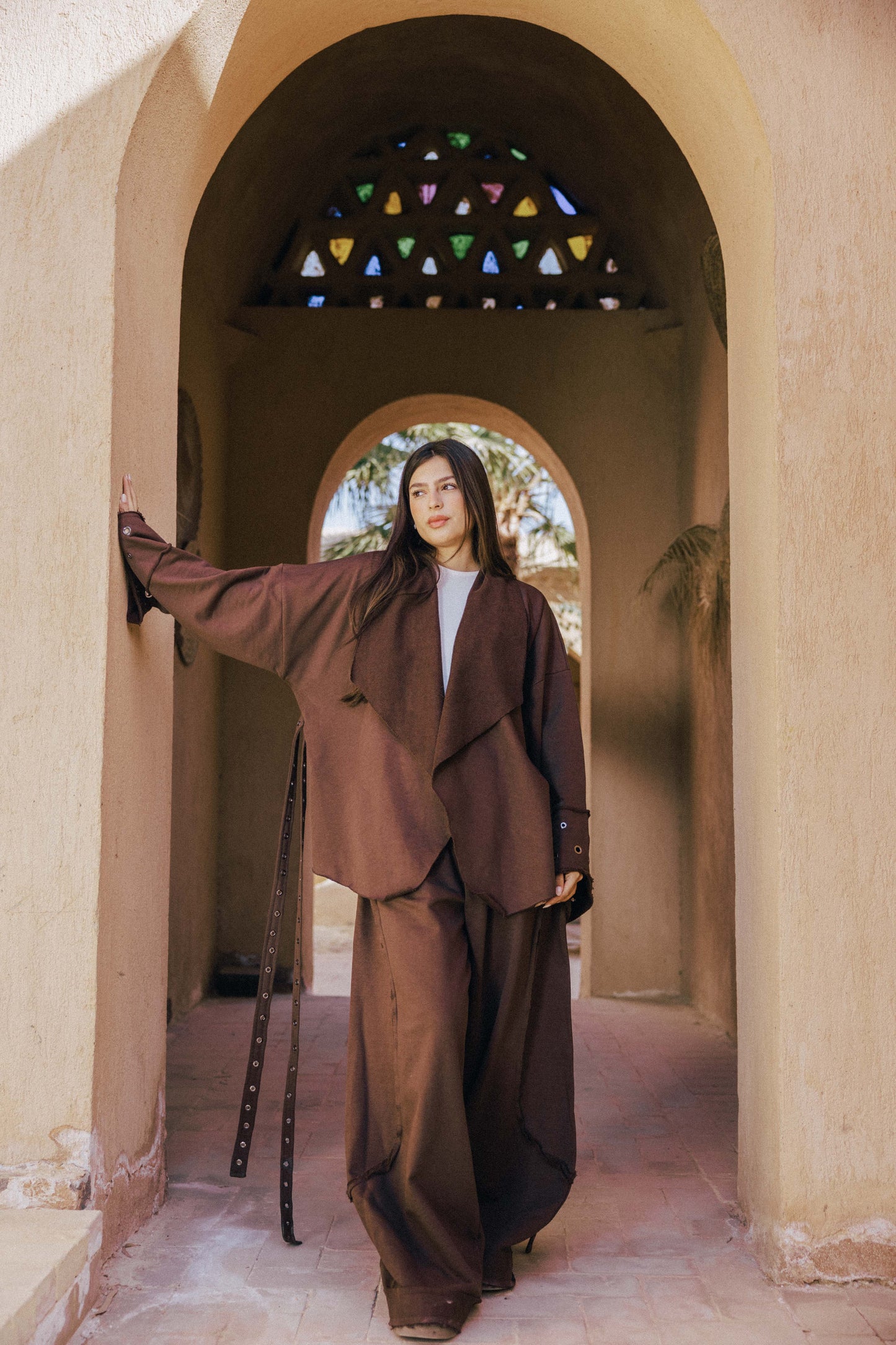 Rouh Cotton Set In Brown