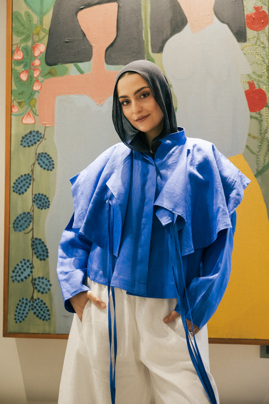 Layered shirt in royal blue