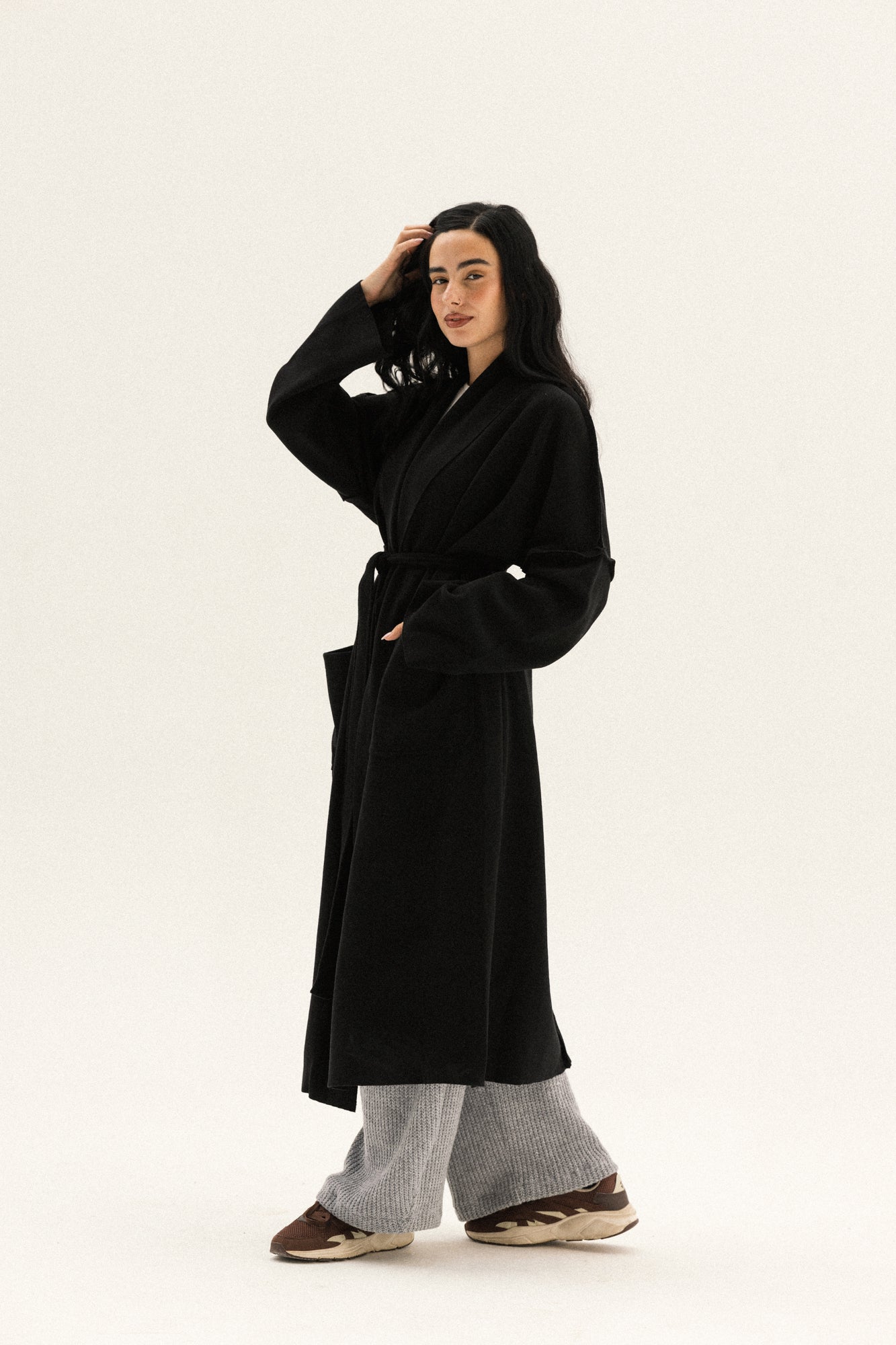Long Pocket Coat In Black