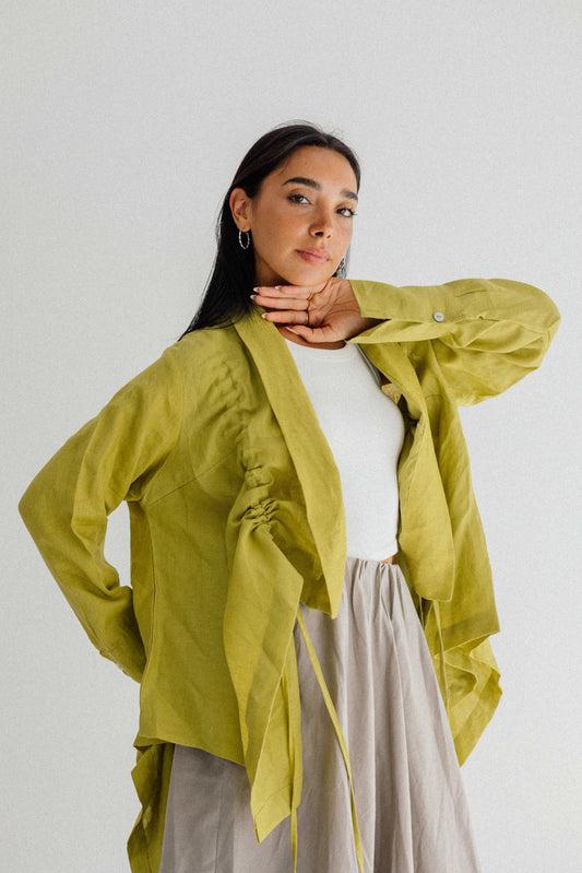 Elastic Kimono In Lime-green