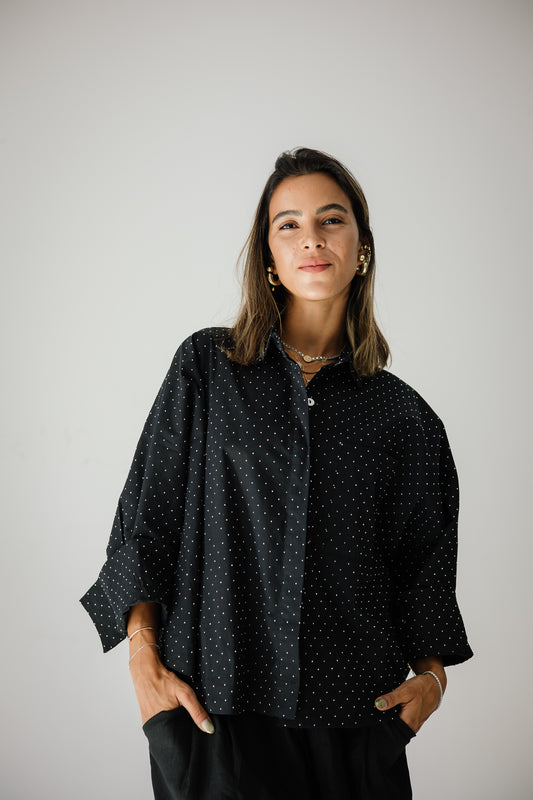Studding Butterfly Shirt In Black