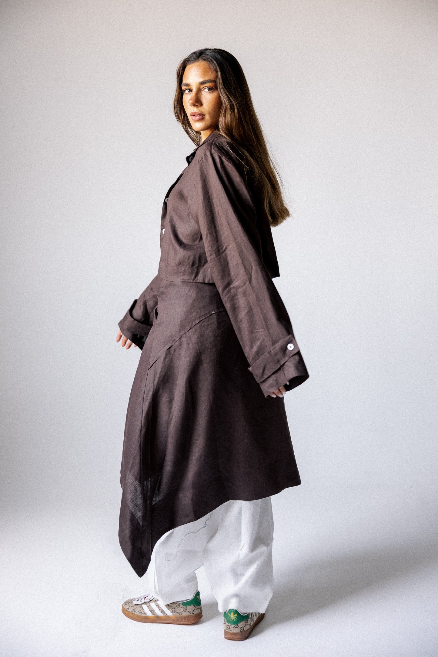 Rap-up shirt in chocolate brown