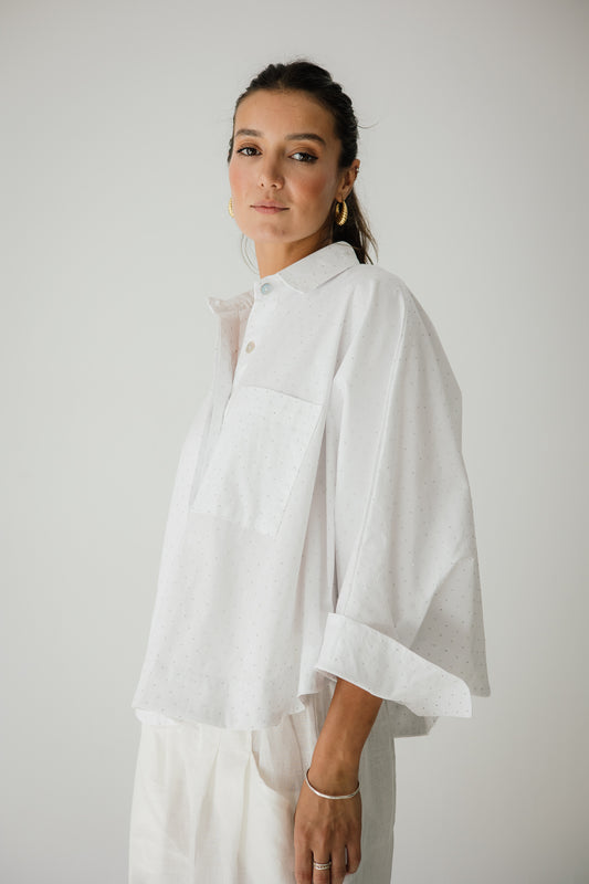 Studding Butterfly Shirt In White