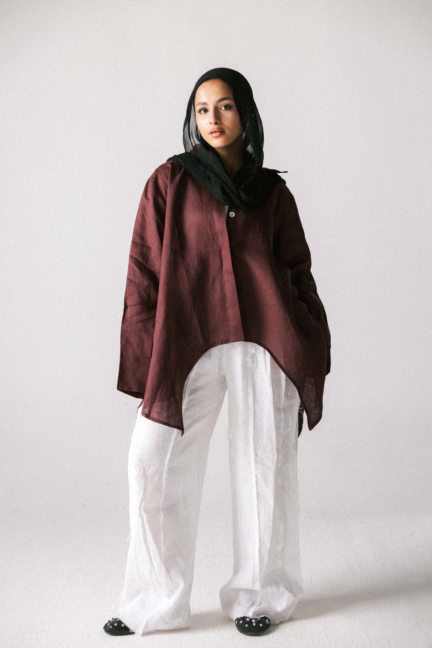 Round shirt in dark pink