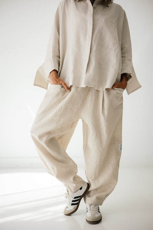Balloon Pant In Natural Cafe