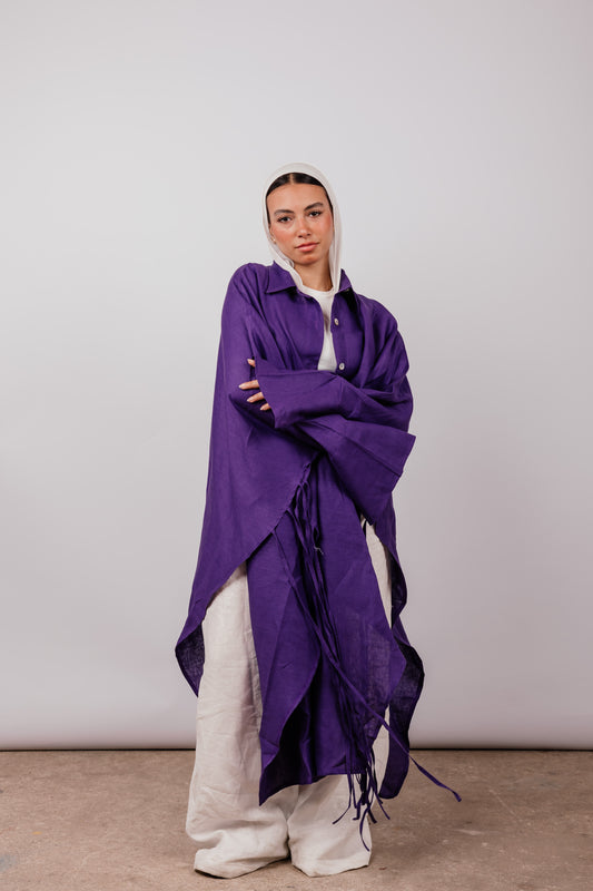 Long Fringes Shirt In Purple