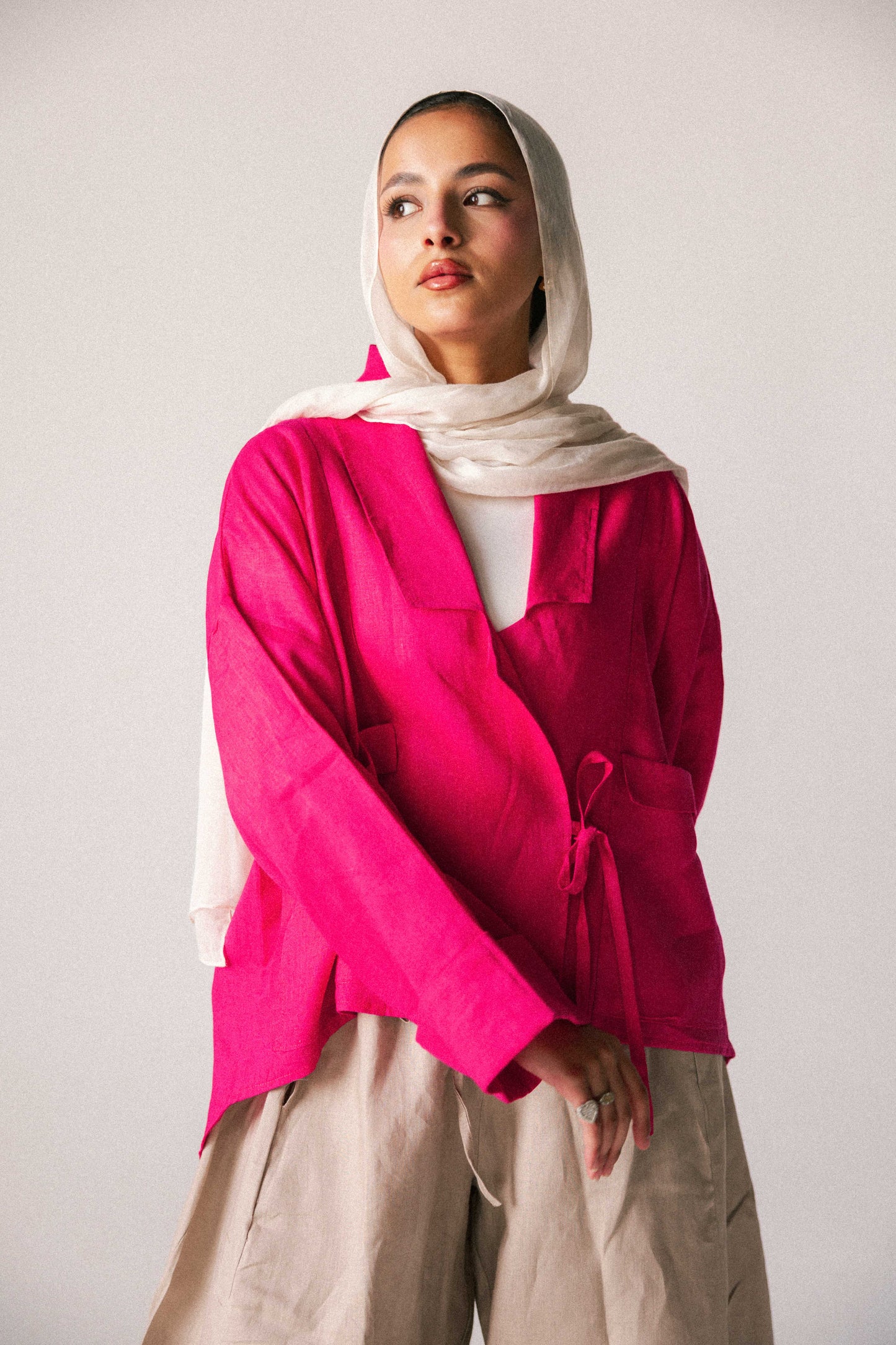 Pocket kimono in fuchsia