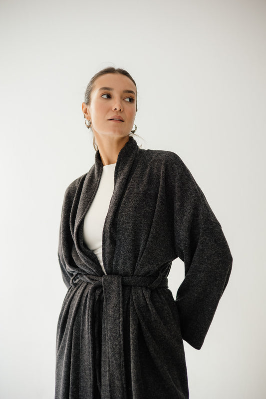 Unfinished Wool Set In Dark-grey