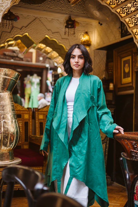 High-low Kimono In Green