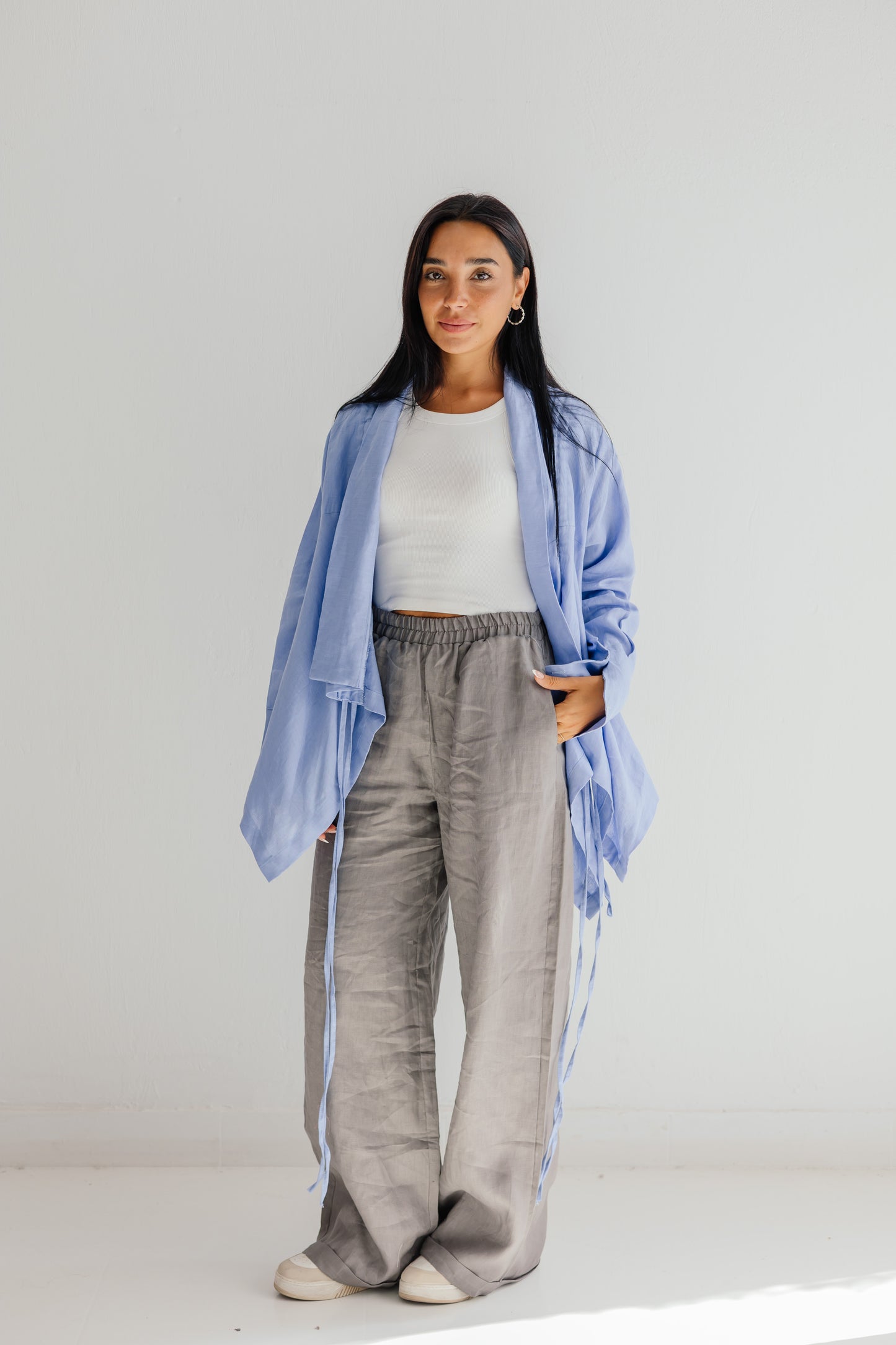 Elastic Kimono In Purple-blue