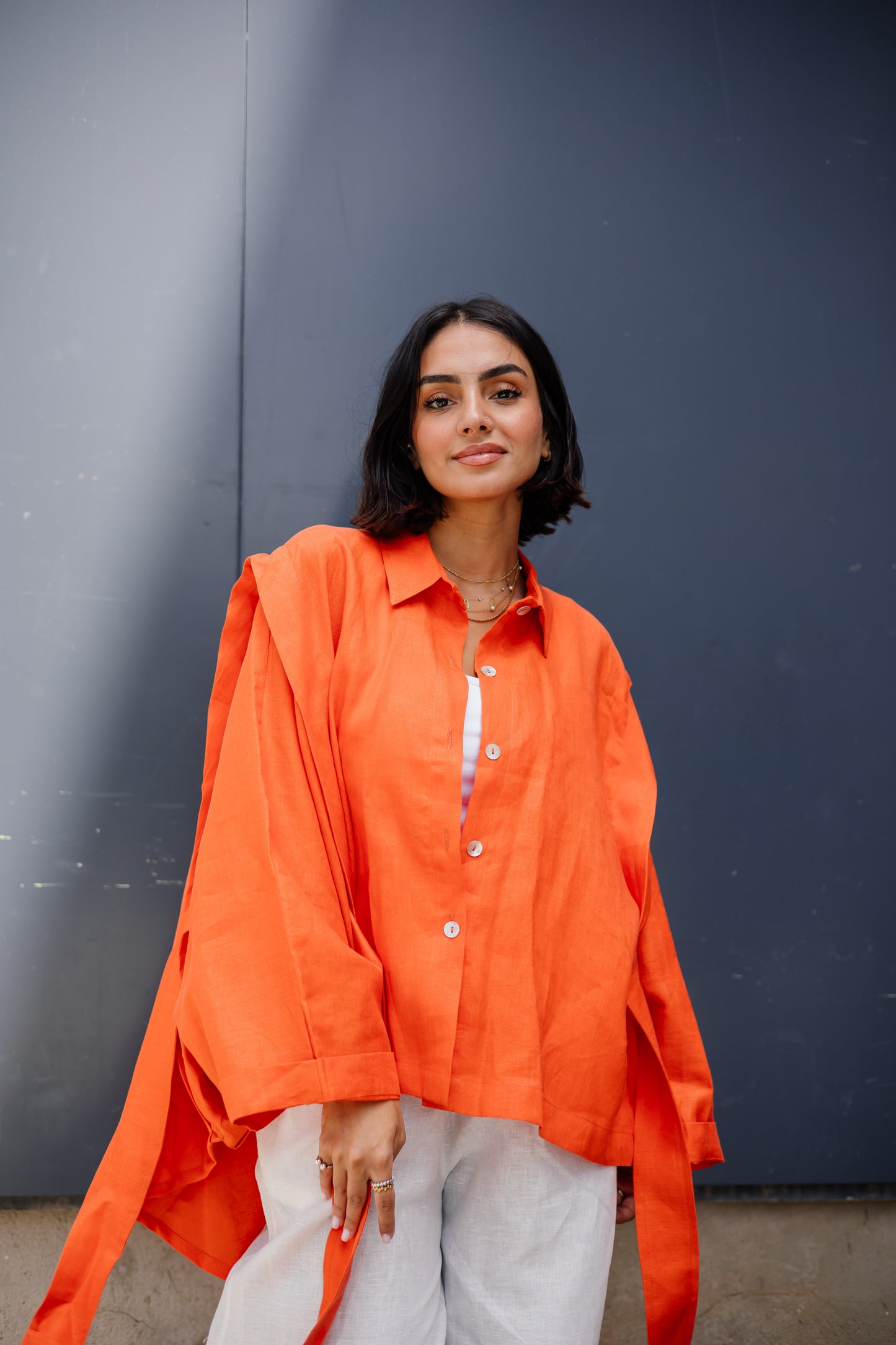 Double Shoulder Shirt In Orange