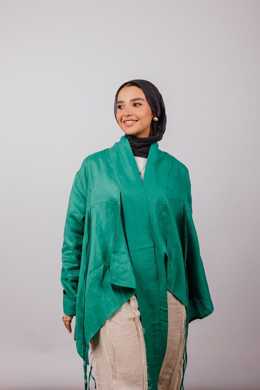 Double Collar With Fringes In Green