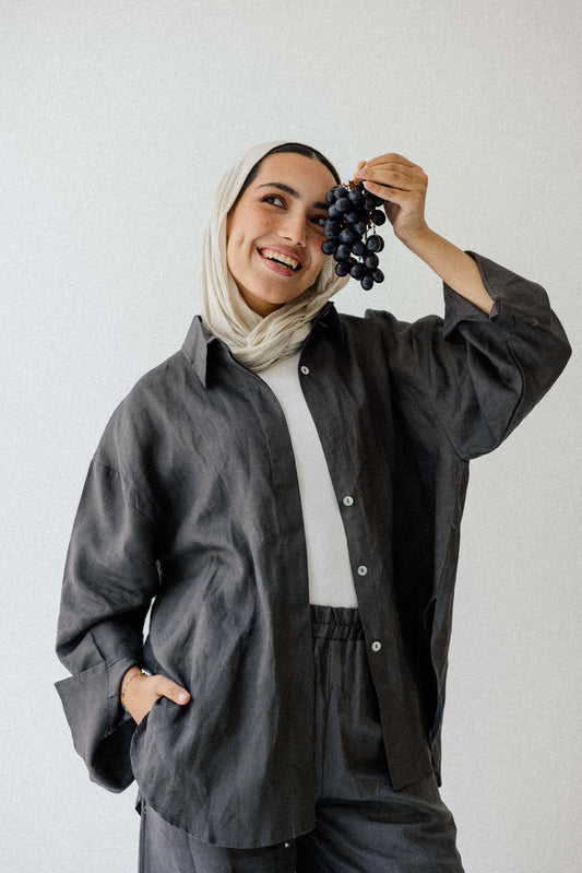 Daily Linen Shirt In Dark-grey