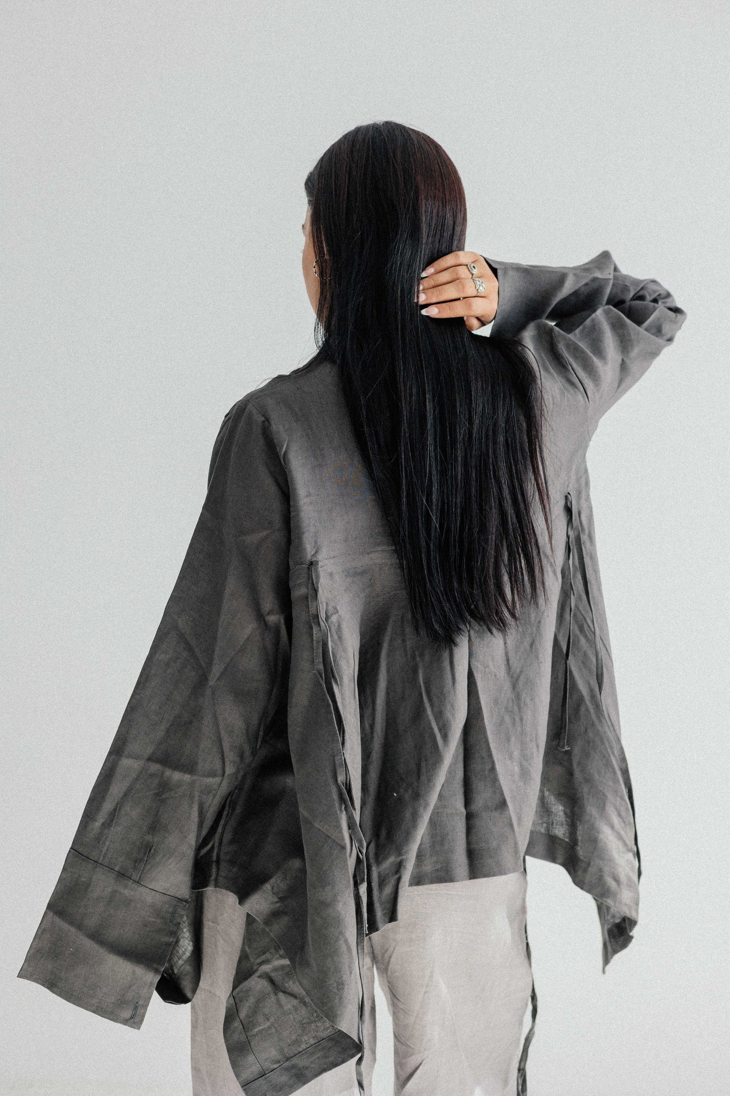 Elastic Kimono In Dark-grey