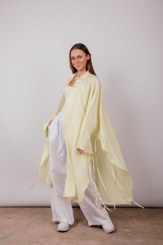 Long Fringes Shirt In Butter-lemon