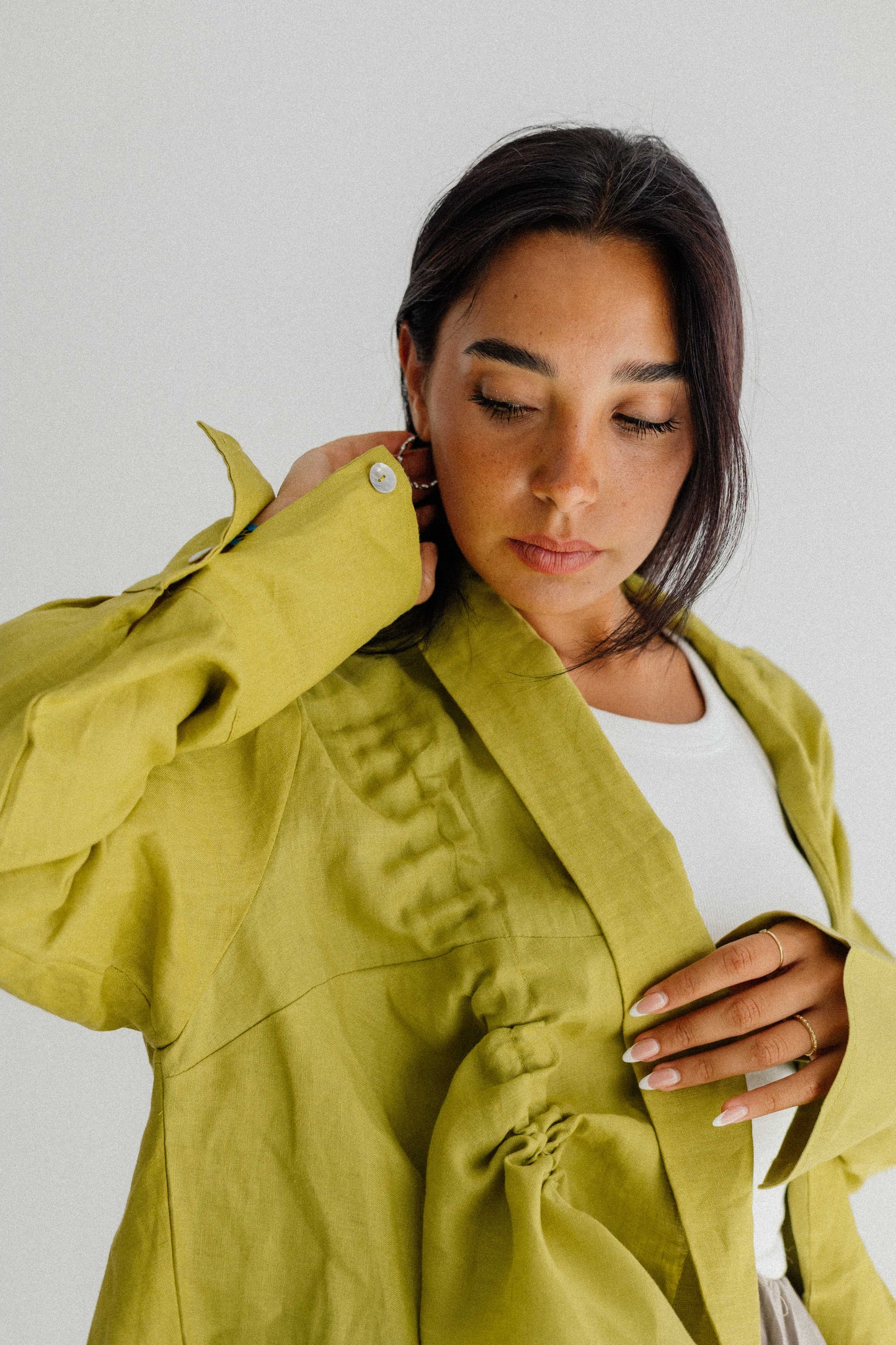 Elastic Kimono In Lime-green