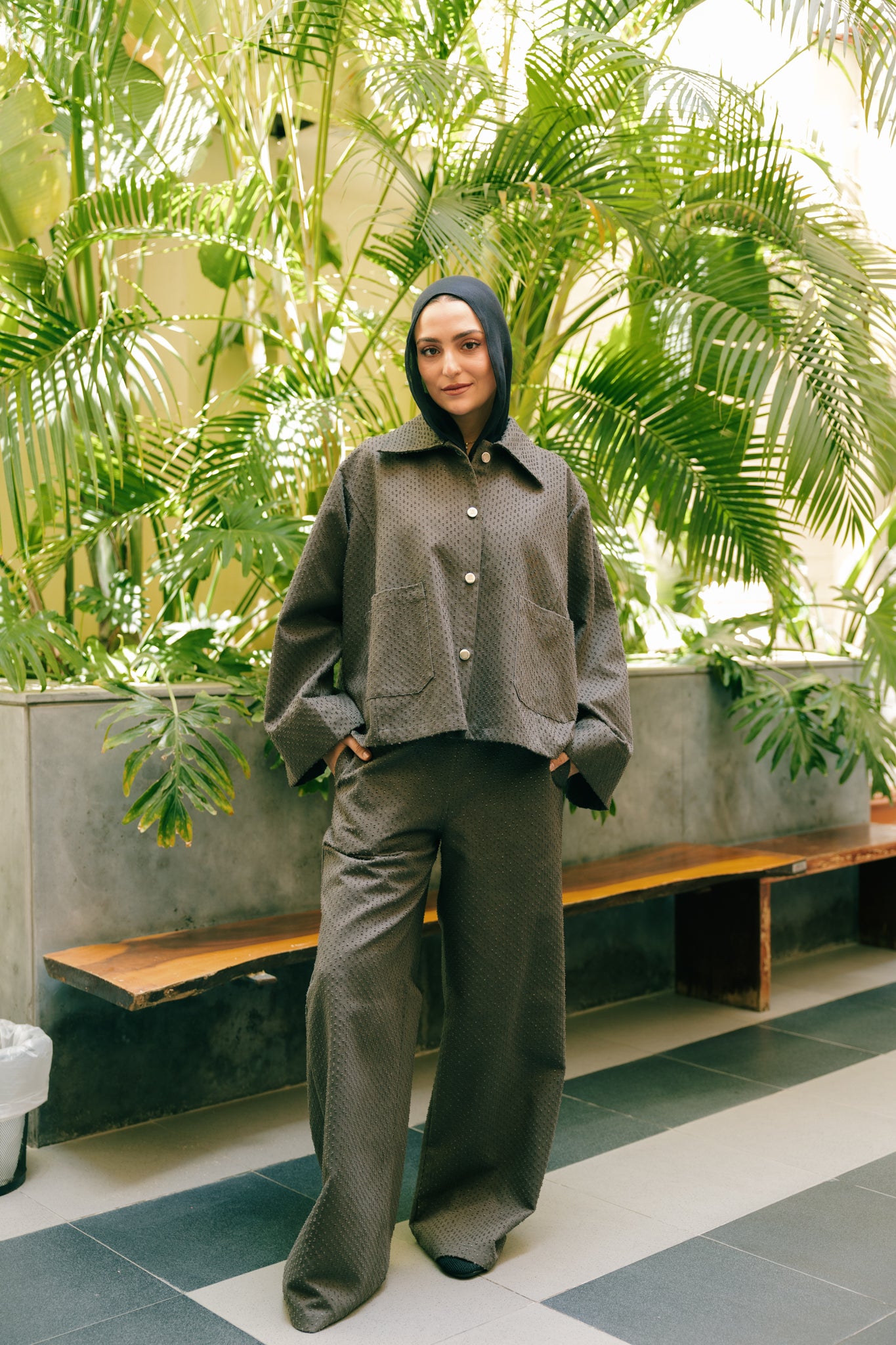 Dots denim set in griesh
