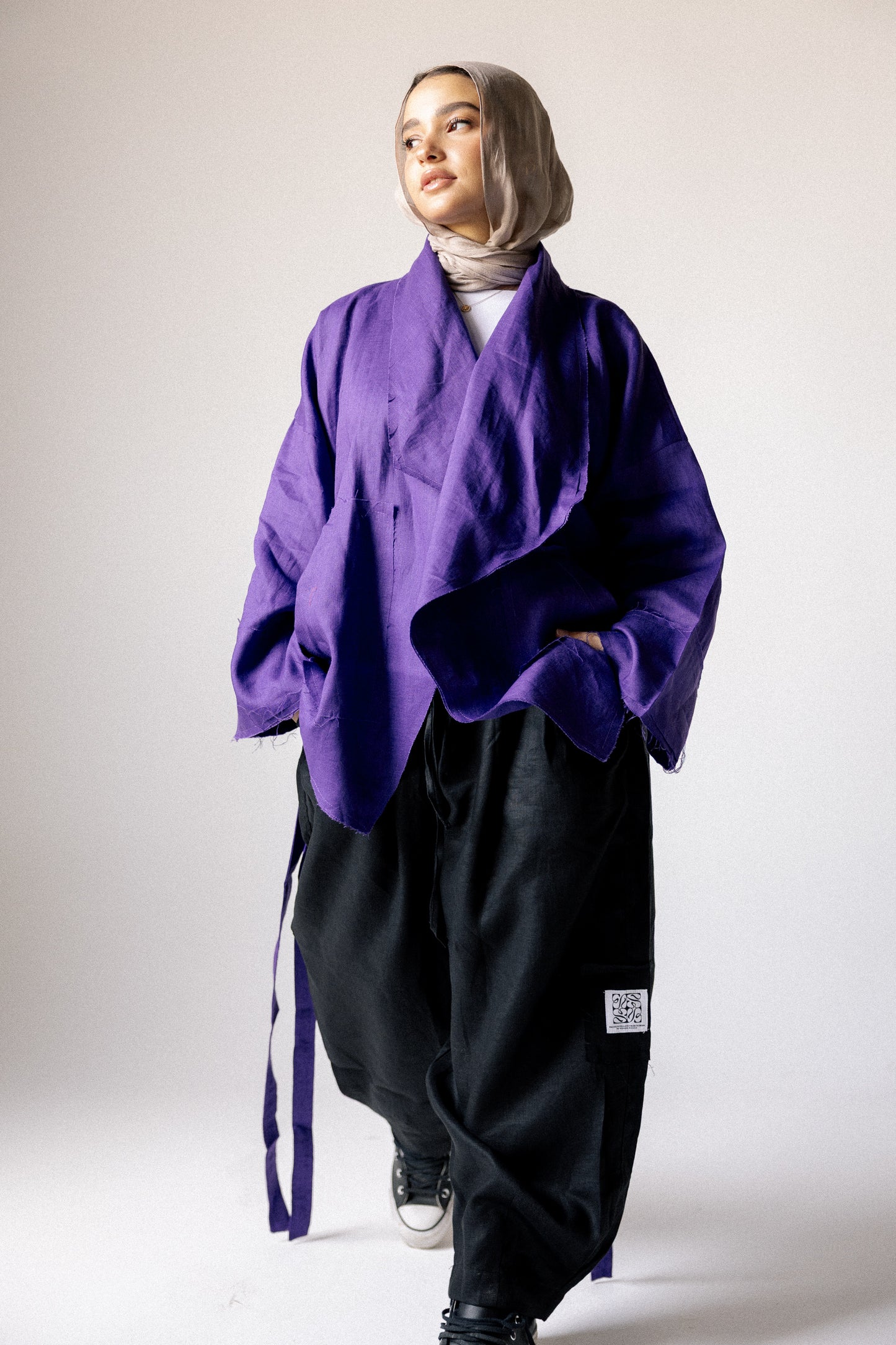 Collar kimono in purple