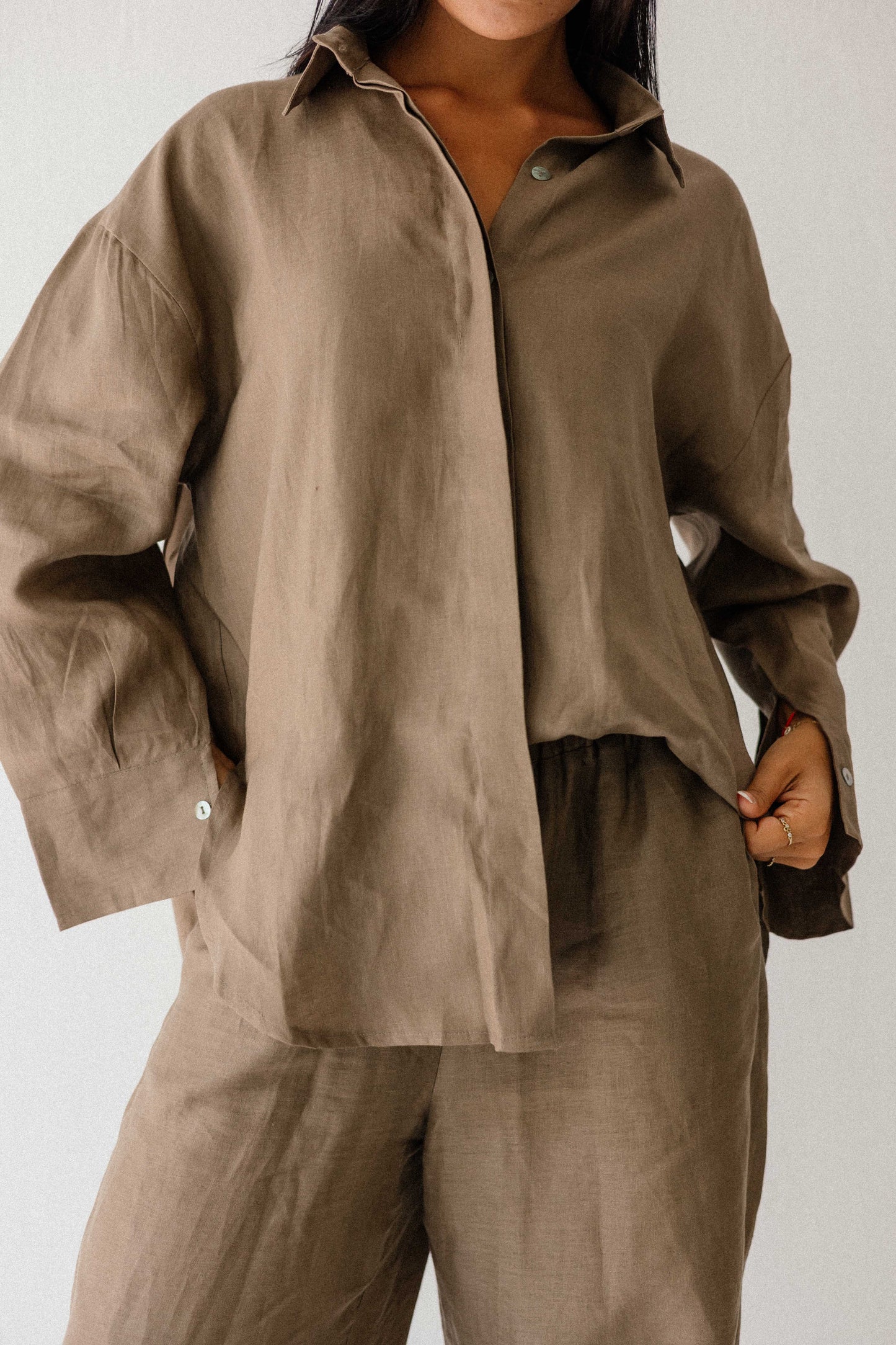 Daily Linen Shirt In Light Brown