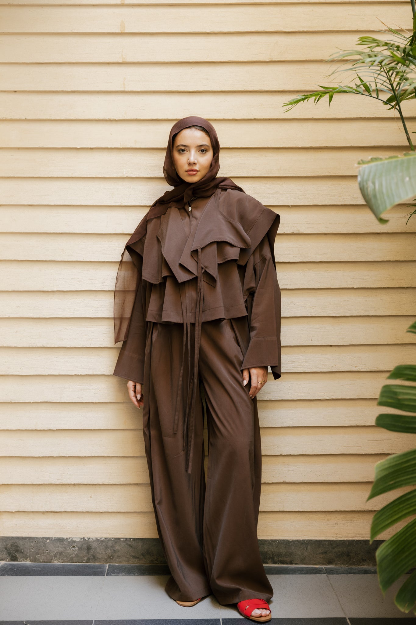 Layered set in brown