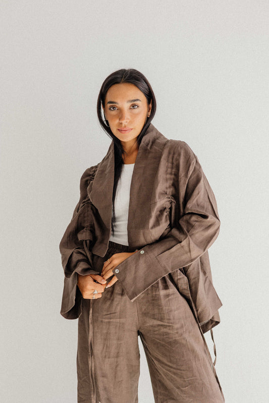 Elastic Kimono In Brown