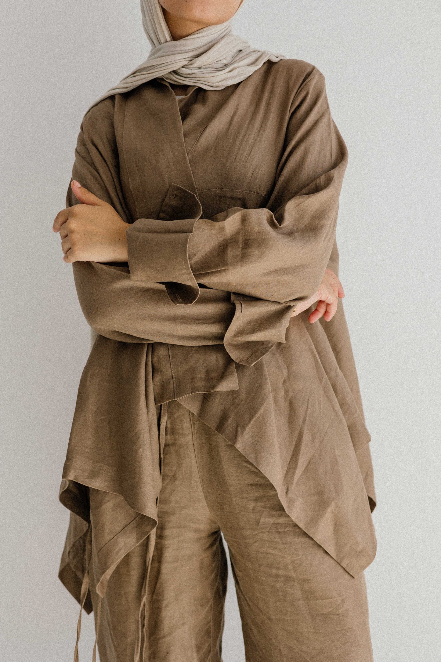 Elastic Kimono In Light-brown