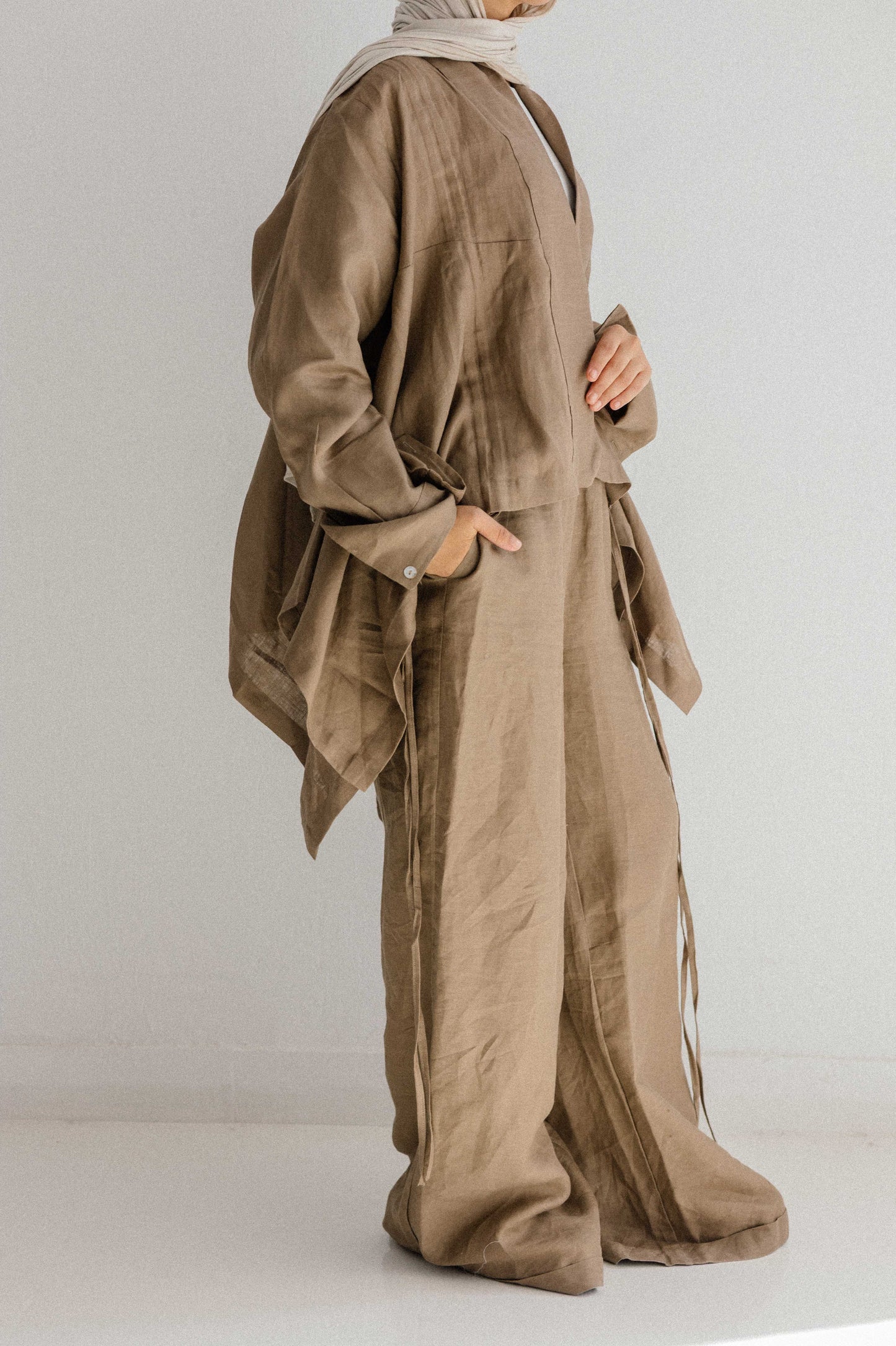 Elastic Kimono In Light-brown