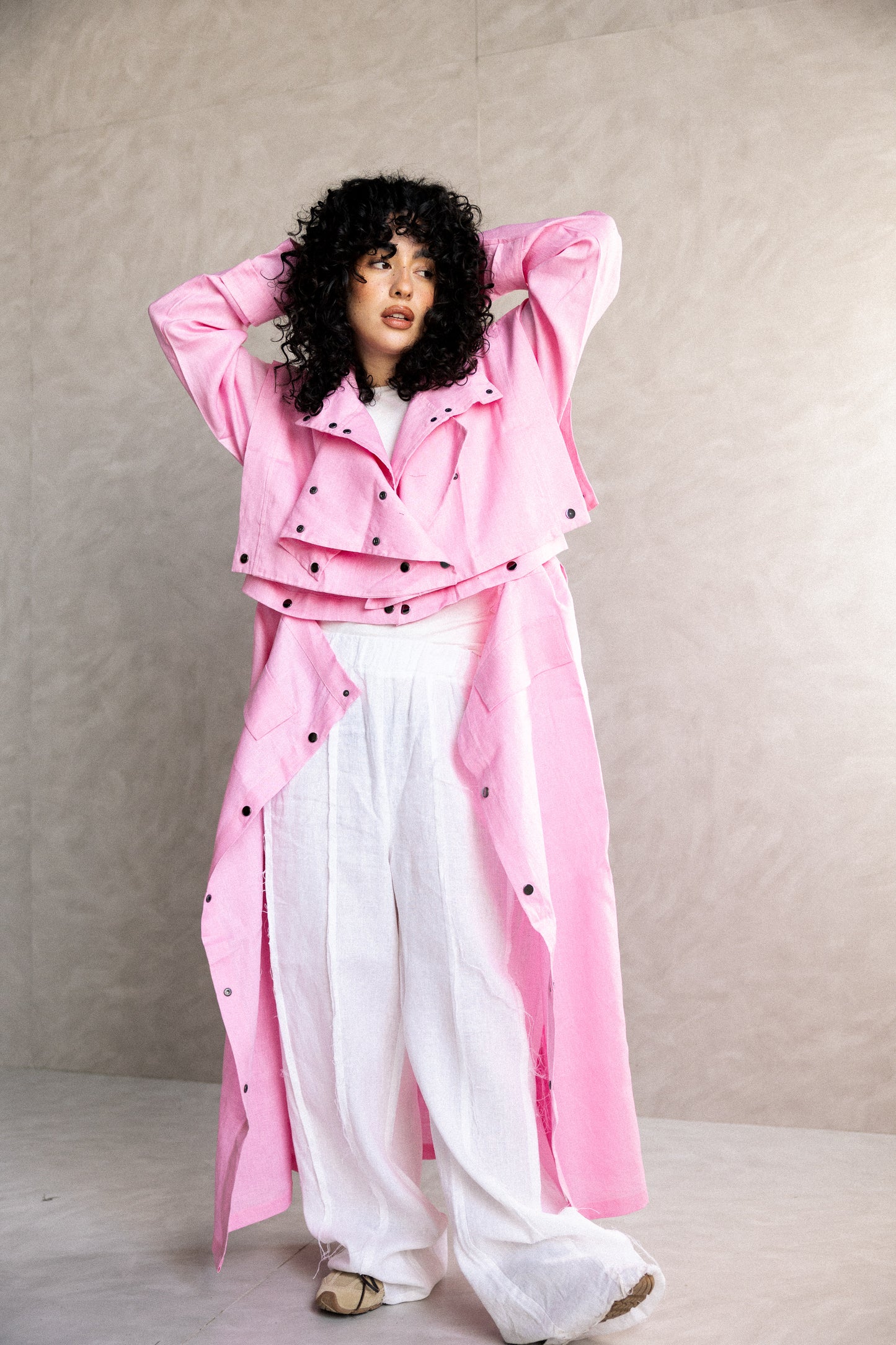 Jouzoor linen coat in pink