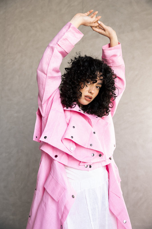 Jouzoor linen coat in pink