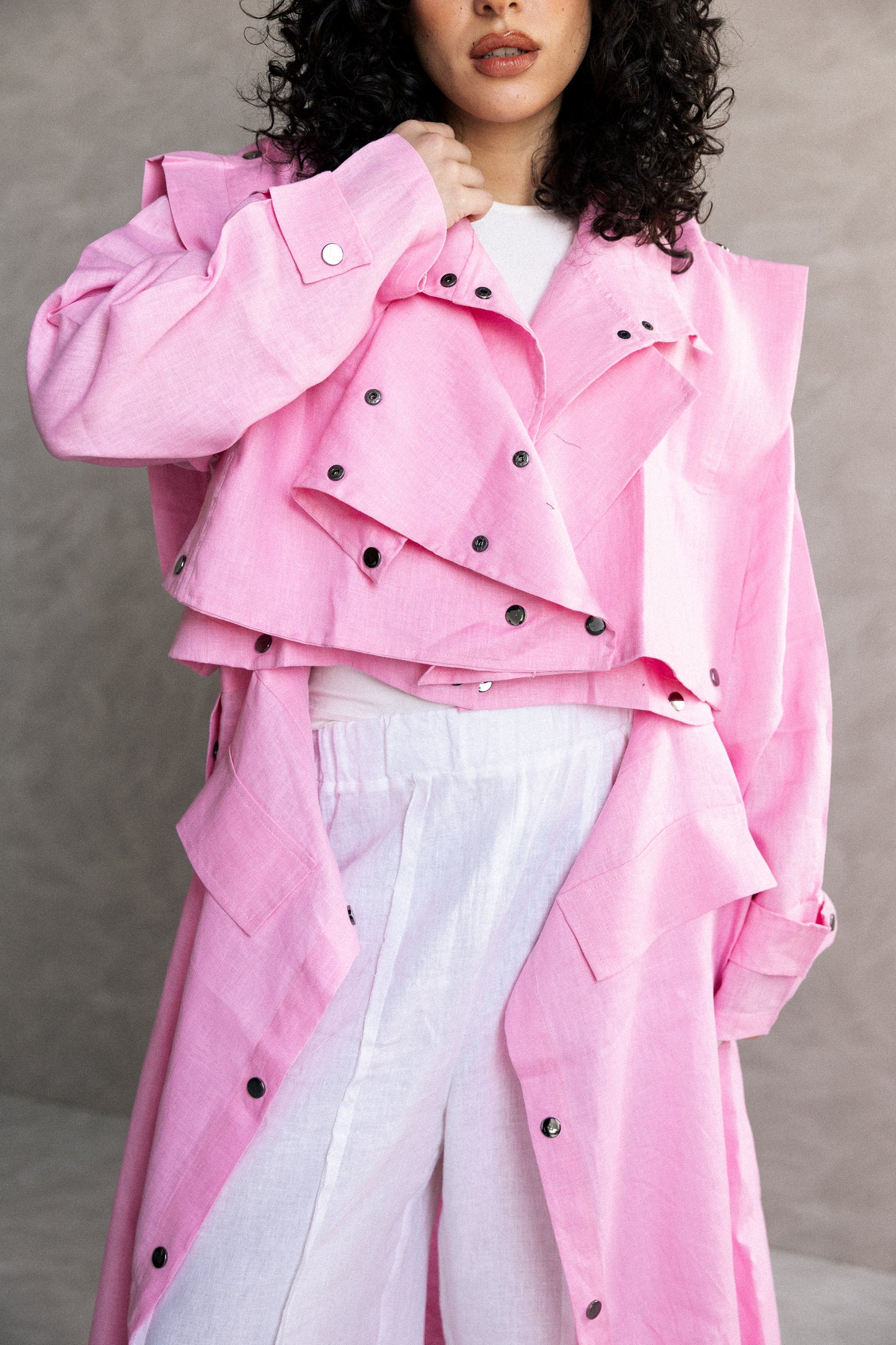 Jouzoor linen coat in pink