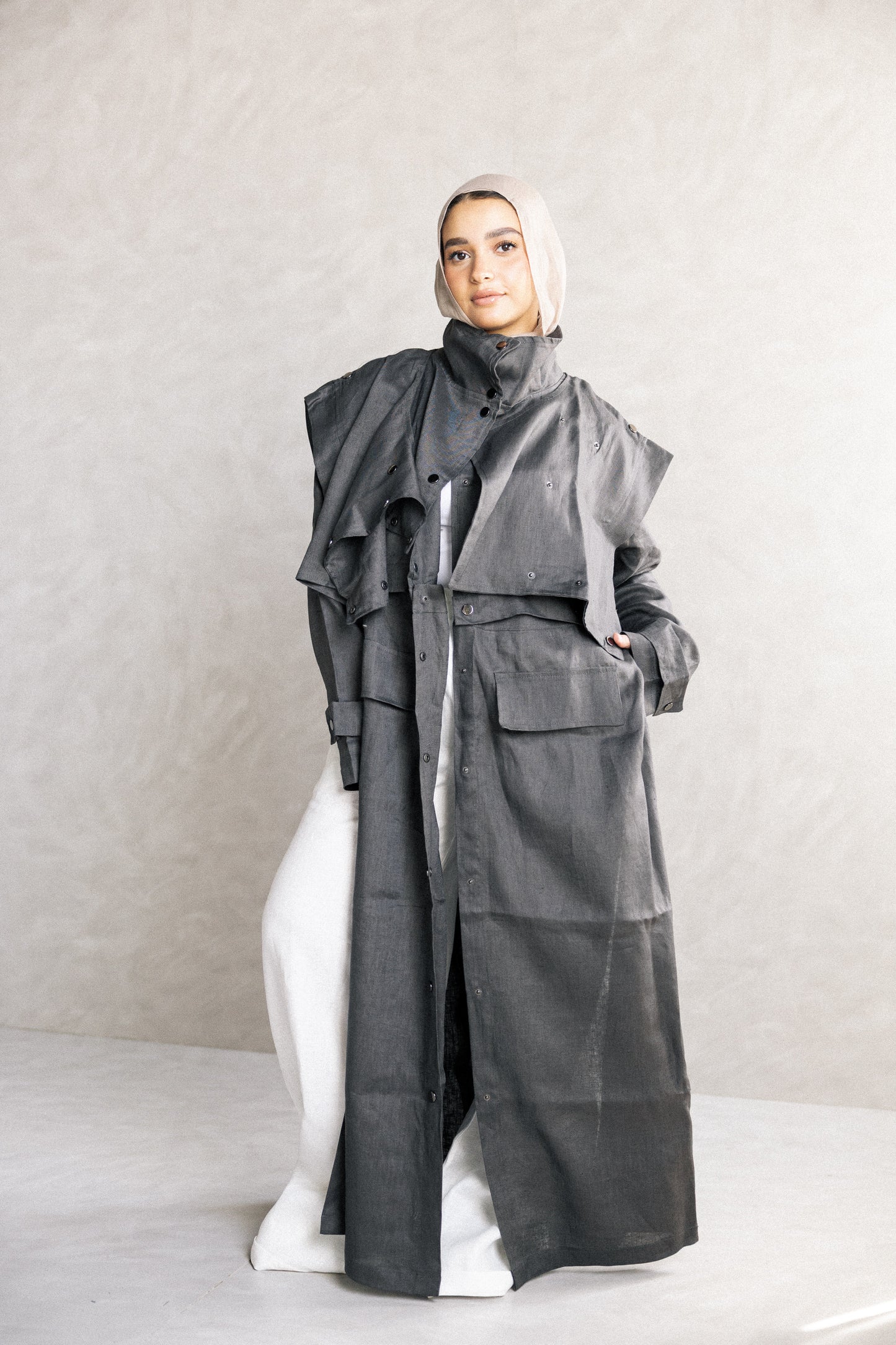 Jouzoor linen coat in dark grey