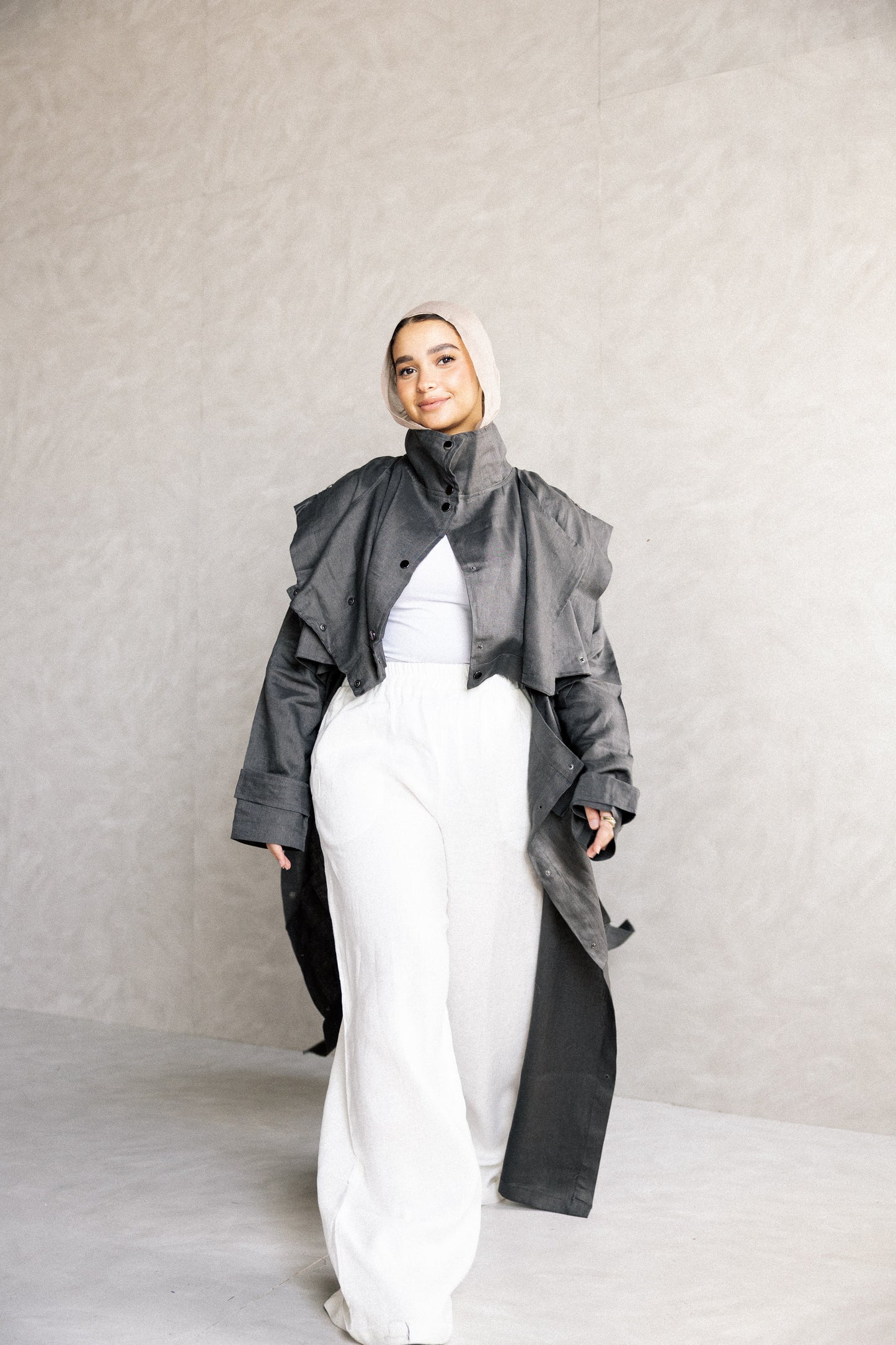 Jouzoor linen coat in dark grey