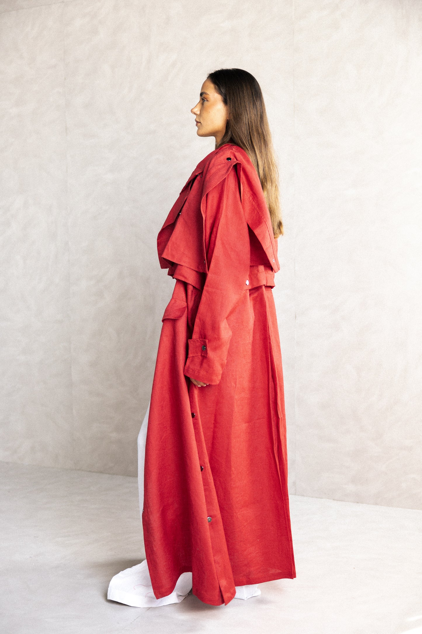 Jouzoor linen coat in red