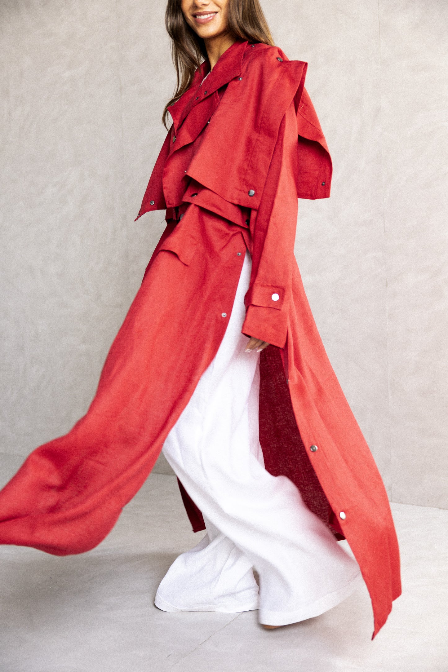 Jouzoor linen coat in red