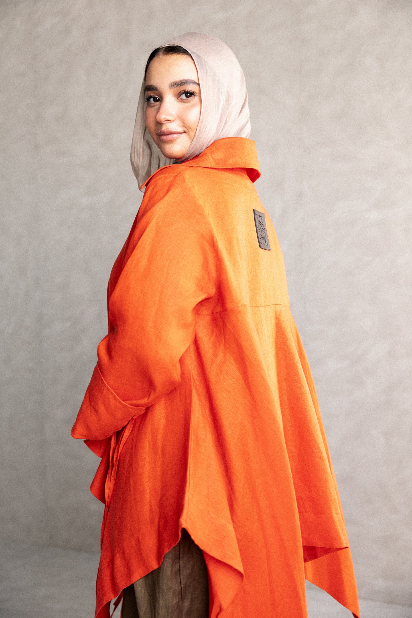 Double fringes kimono in orange