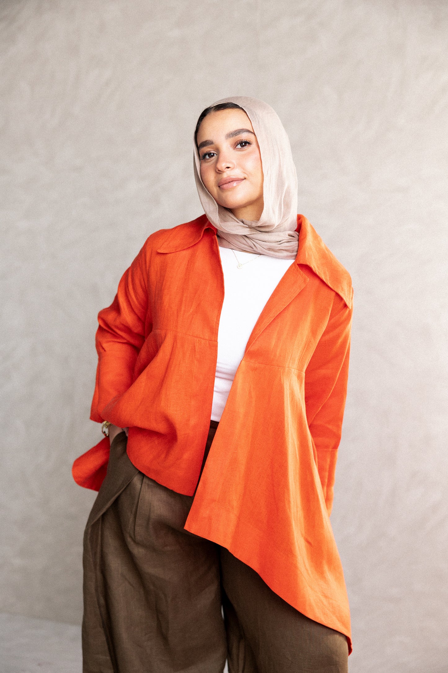 Double fringes kimono in orange