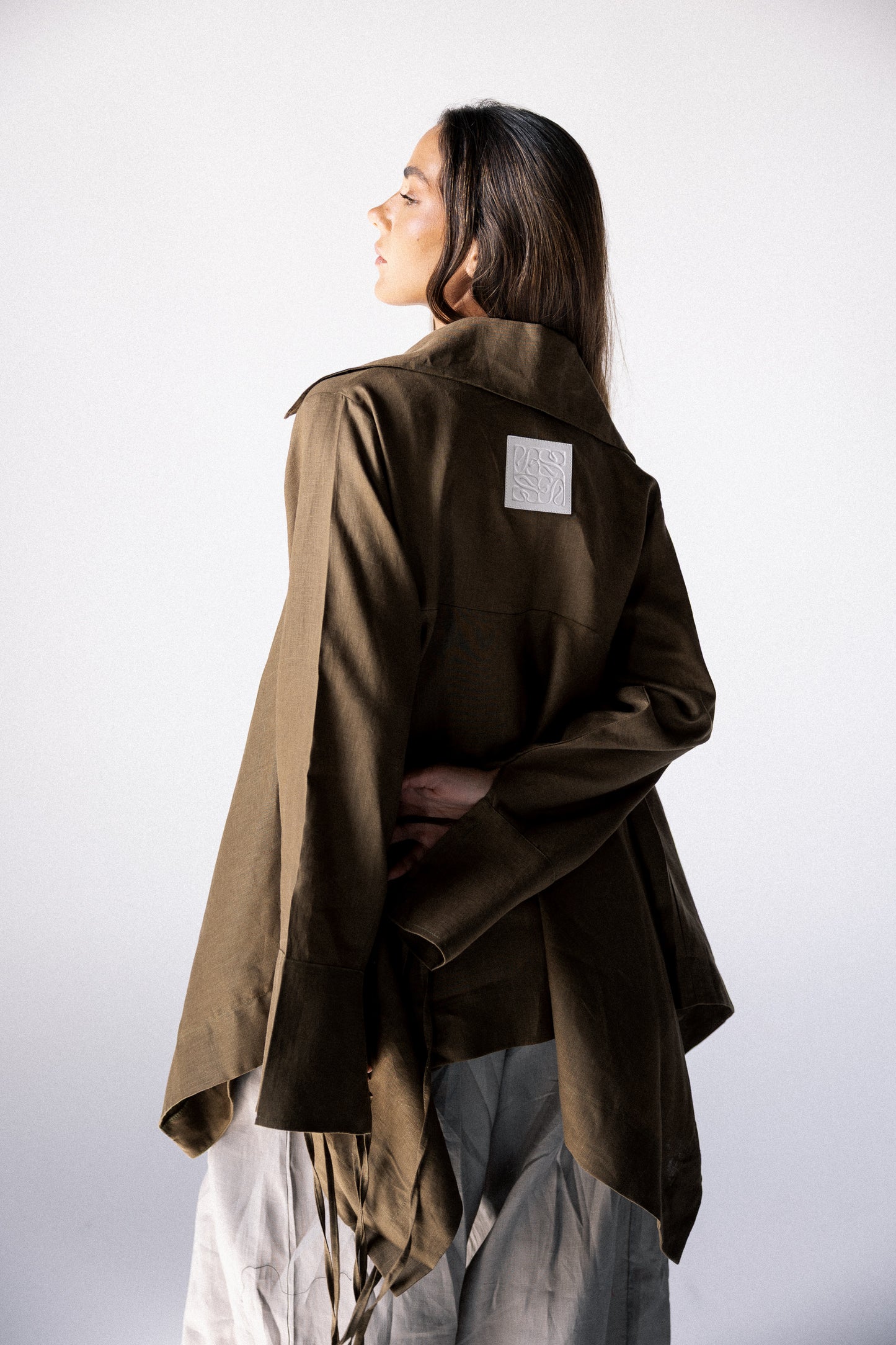 Double fringes kimono in burnt olive