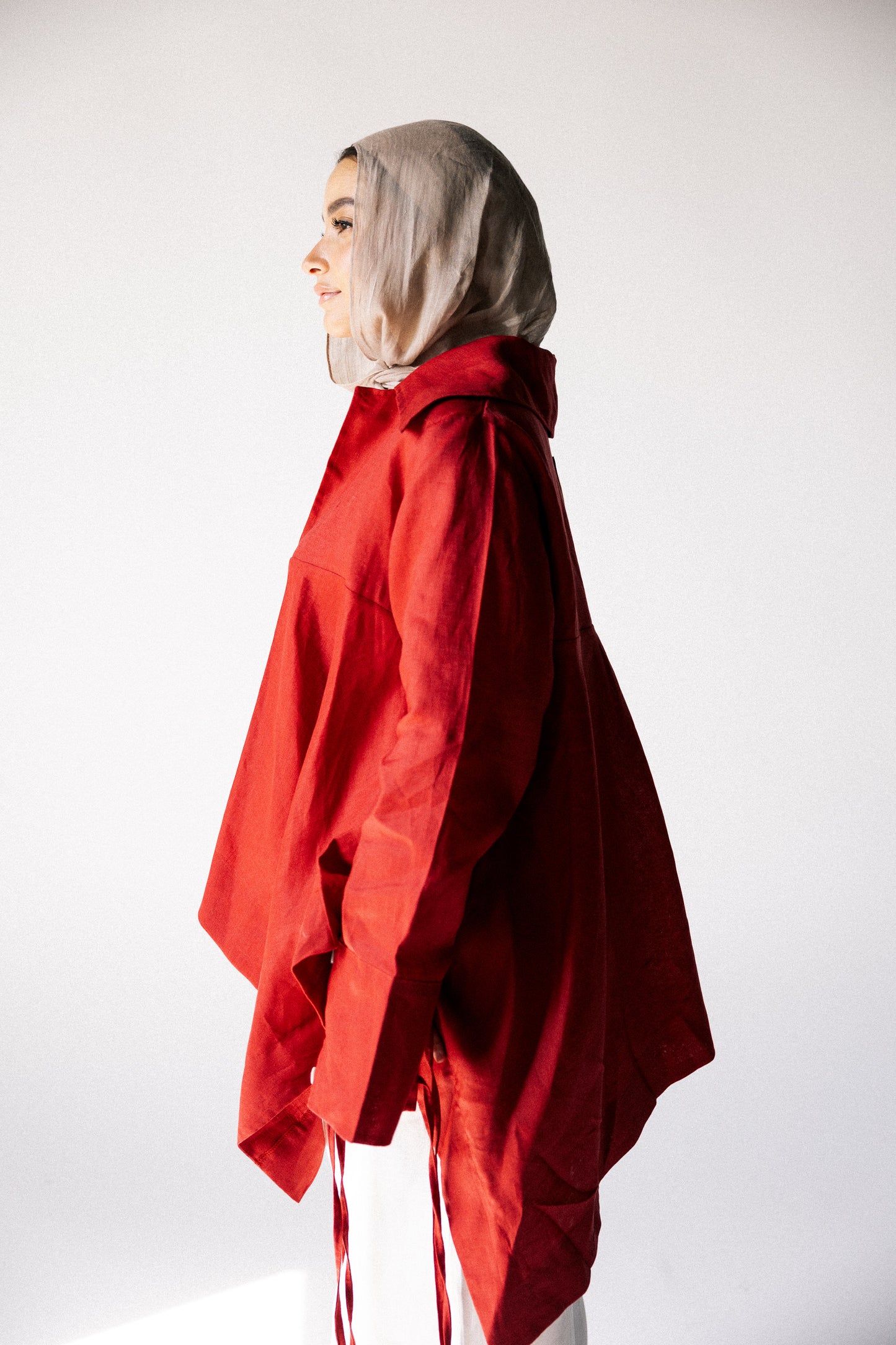 Double fringes kimono in red