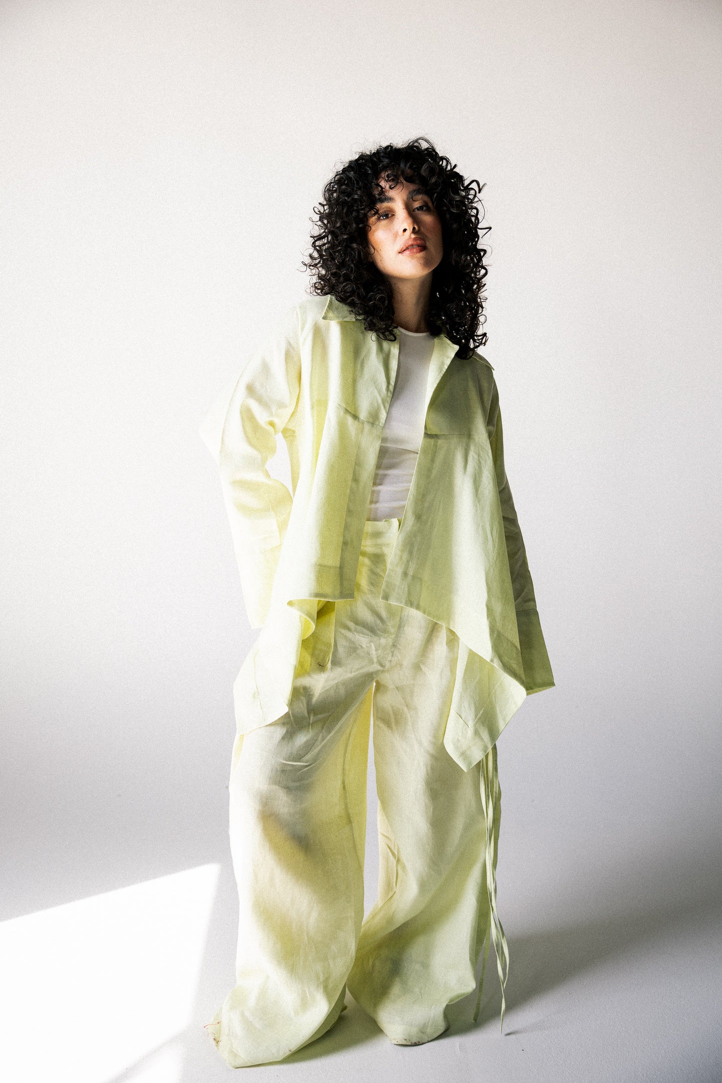 Double fringes kimono in butter yellow