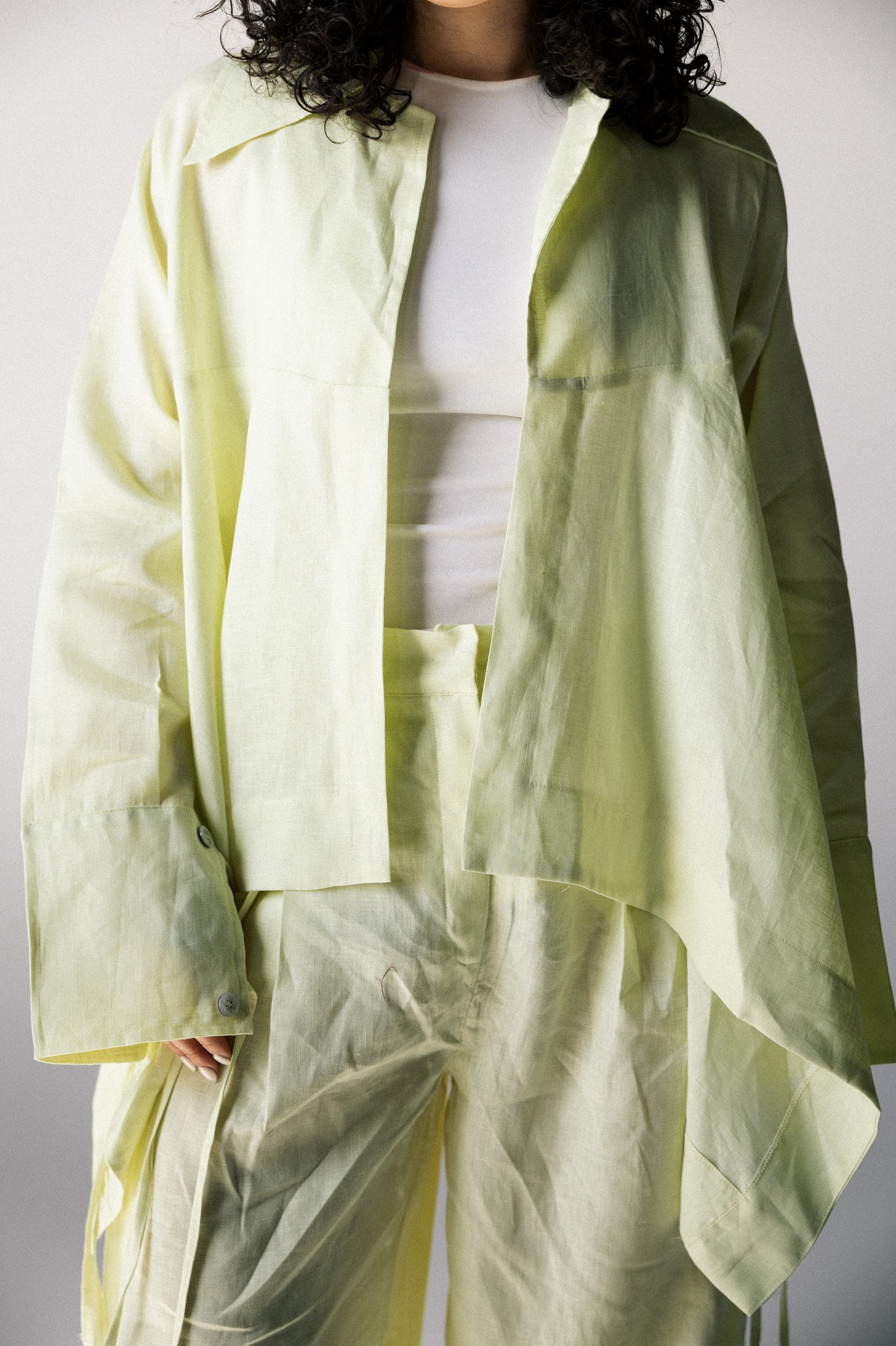 Double fringes kimono in butter yellow